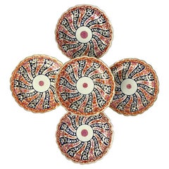 Ten Worcester Queen Charlotte Pattern Dishes 18th Century Circa 1785