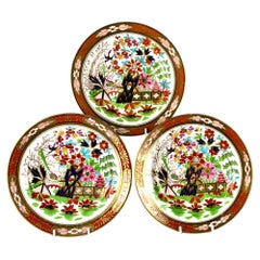 Set of Three Flight Barr & Barr Worcester Imari Plates Fence Pattern C-1810