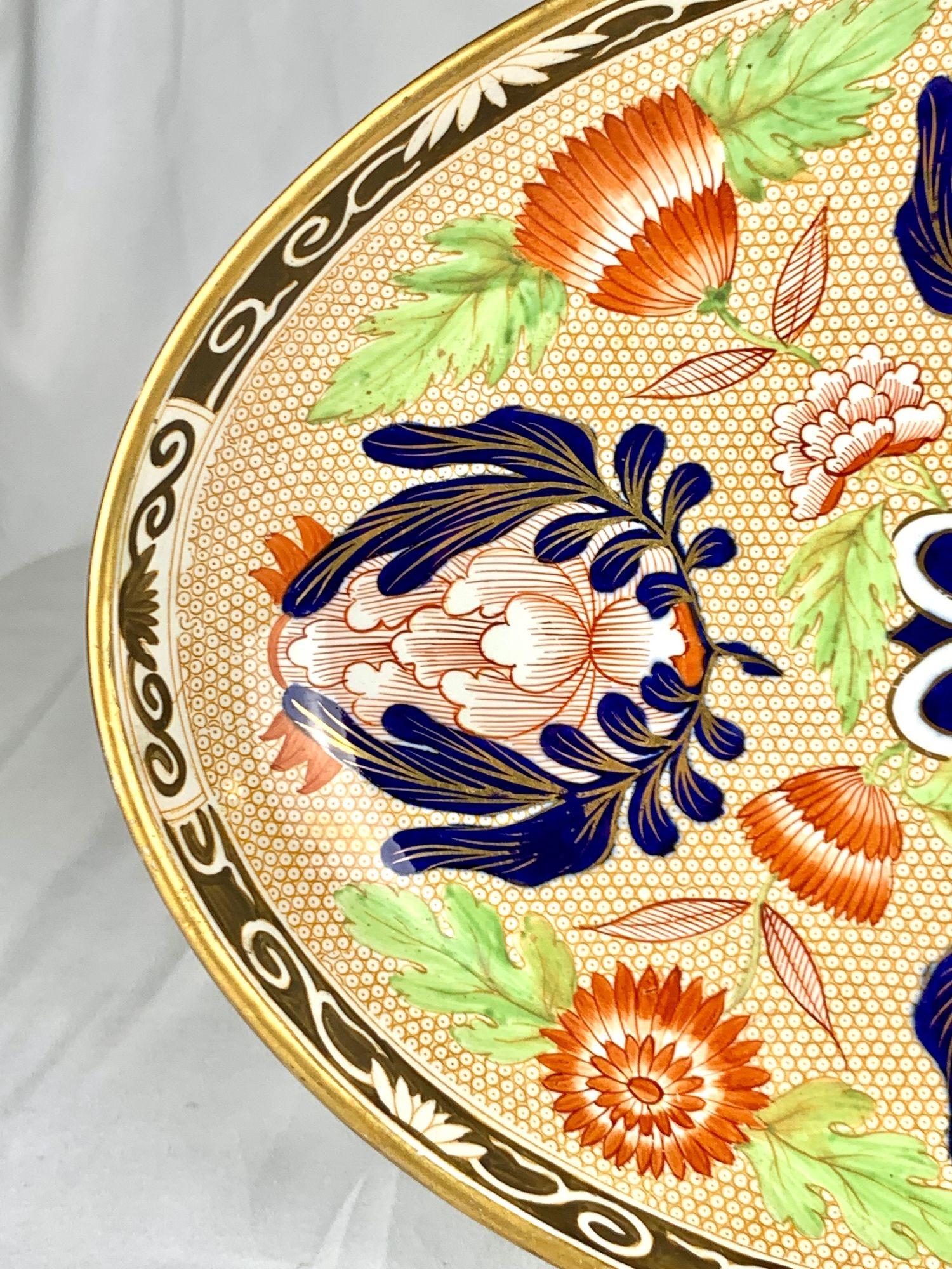 Antike Wedgwood Perlenware Hand bemalt Kompott mit Tablett Imari-Stil c.1820 im Angebot 5
