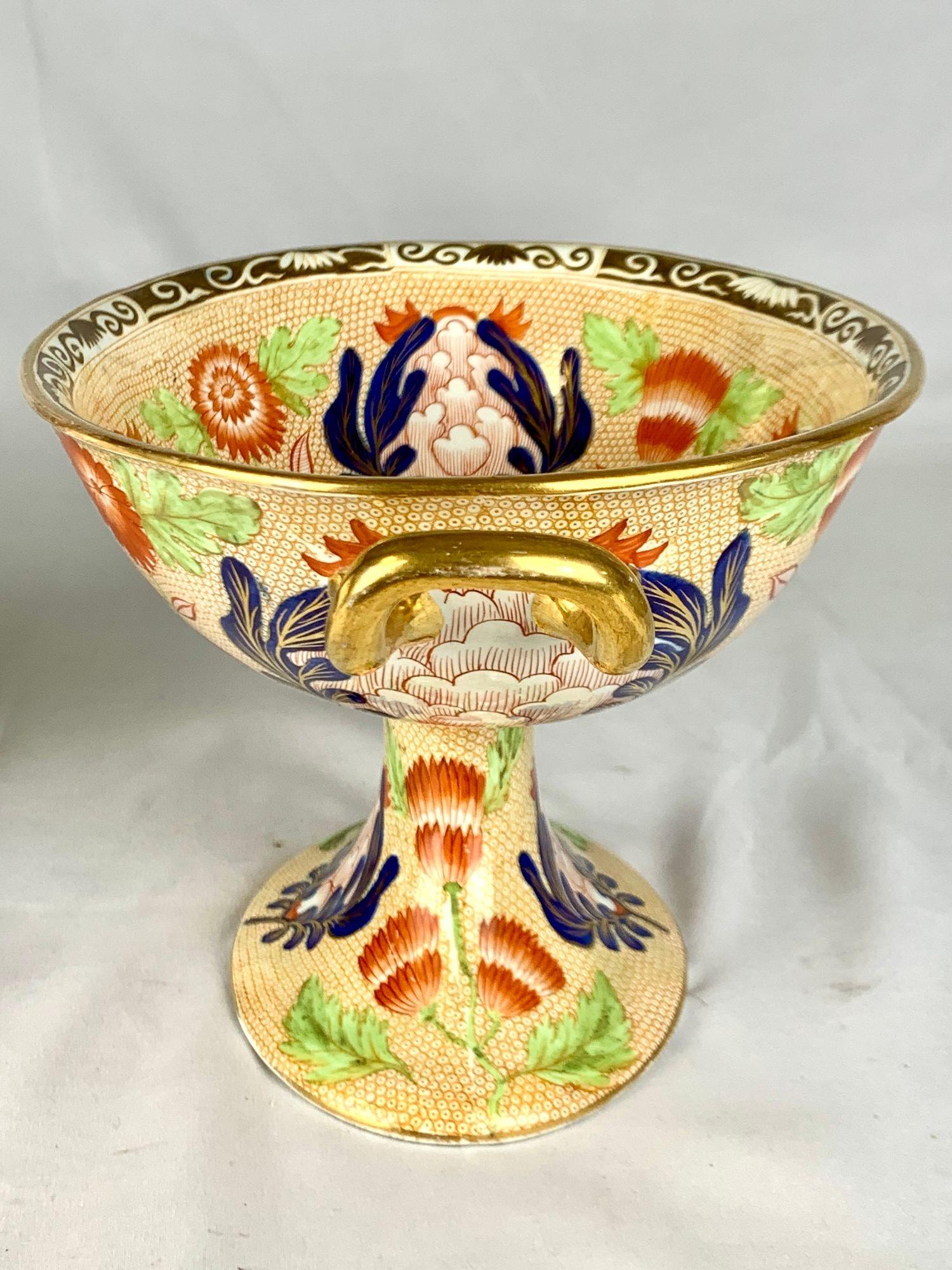 Antike Wedgwood Perlenware Hand bemalt Kompott mit Tablett Imari-Stil c.1820 (Neoklassisch) im Angebot
