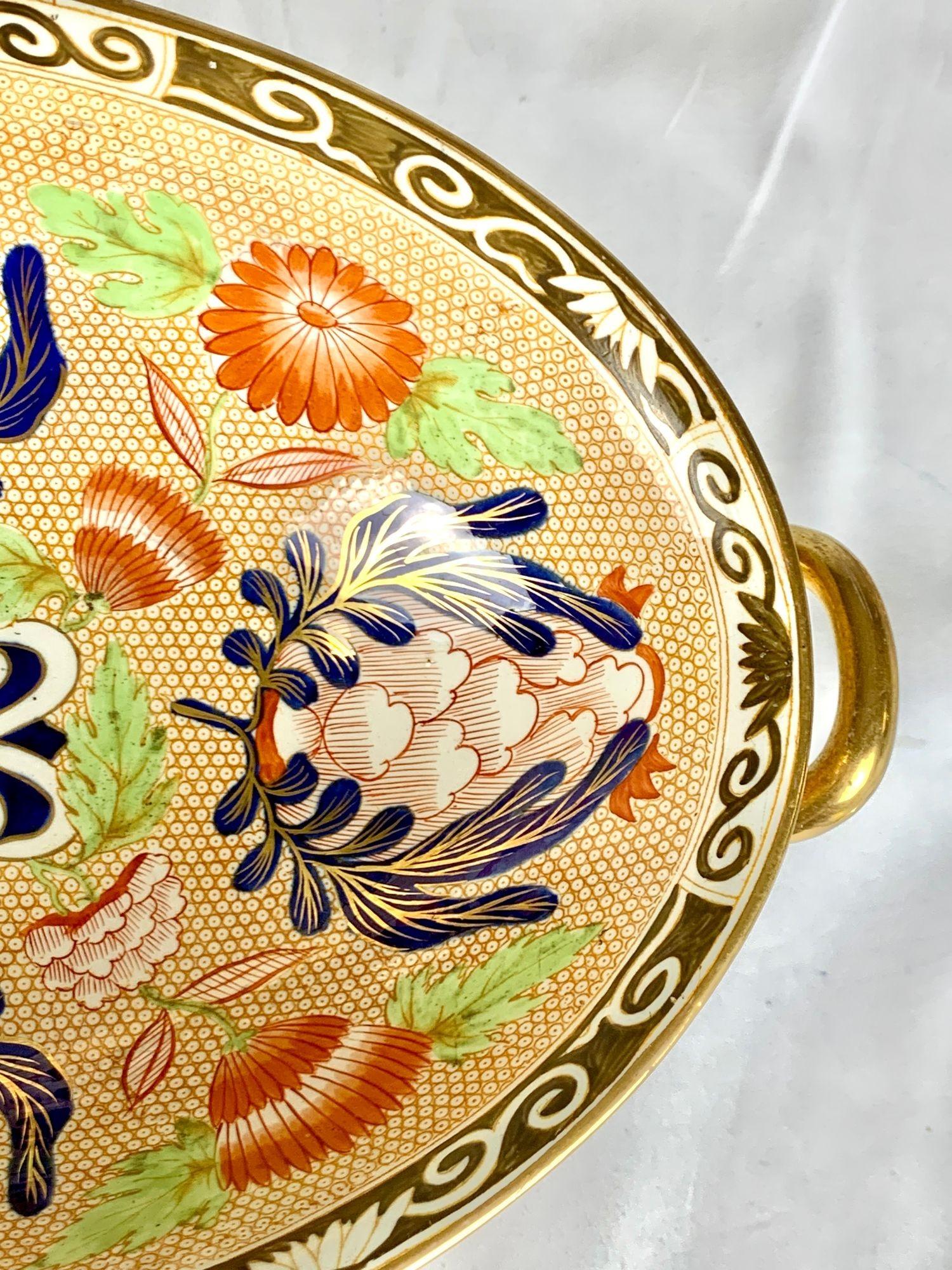 Antike Wedgwood Perlenware Hand bemalt Kompott mit Tablett Imari-Stil c.1820 im Angebot 1