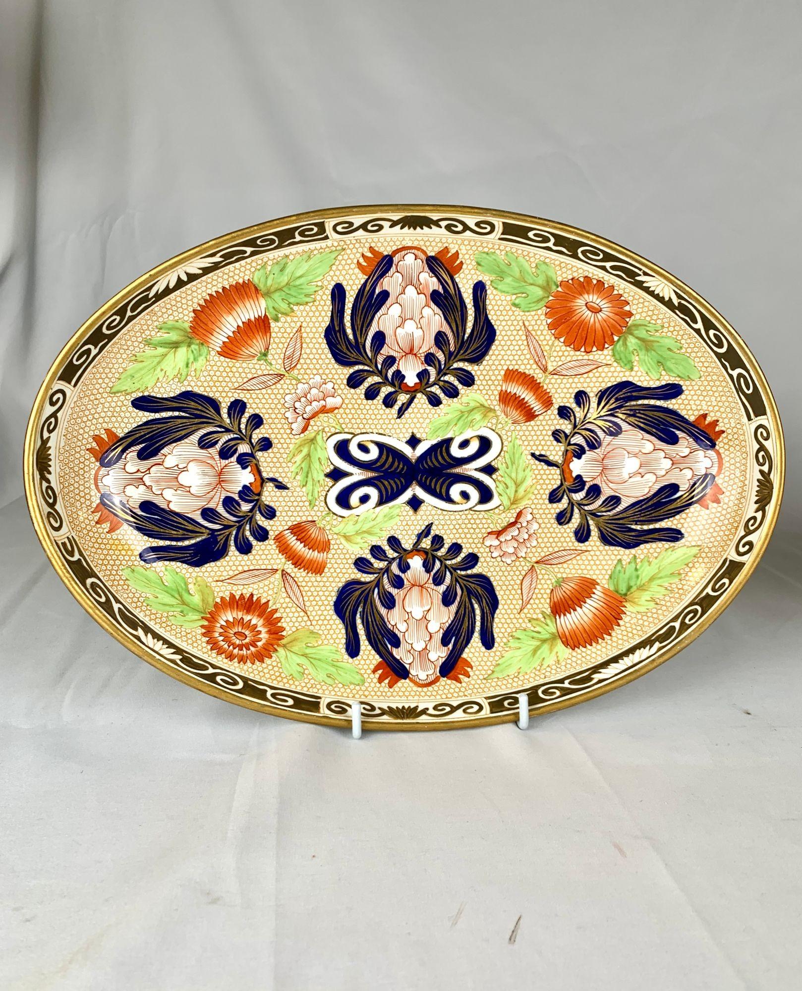 Antike Wedgwood Perlenware Hand bemalt Kompott mit Tablett Imari-Stil c.1820 im Angebot 2