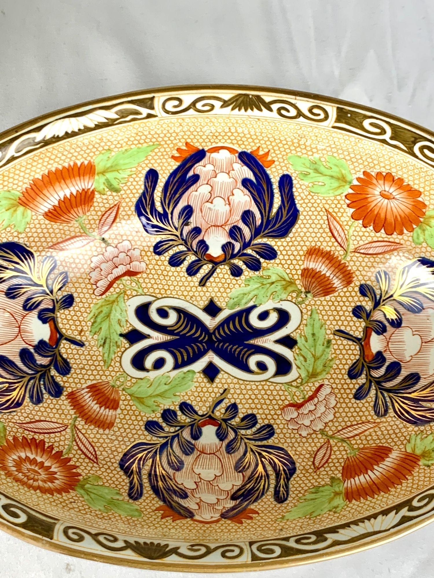 Antike Wedgwood Perlenware Hand bemalt Kompott mit Tablett Imari-Stil c.1820 im Angebot 3