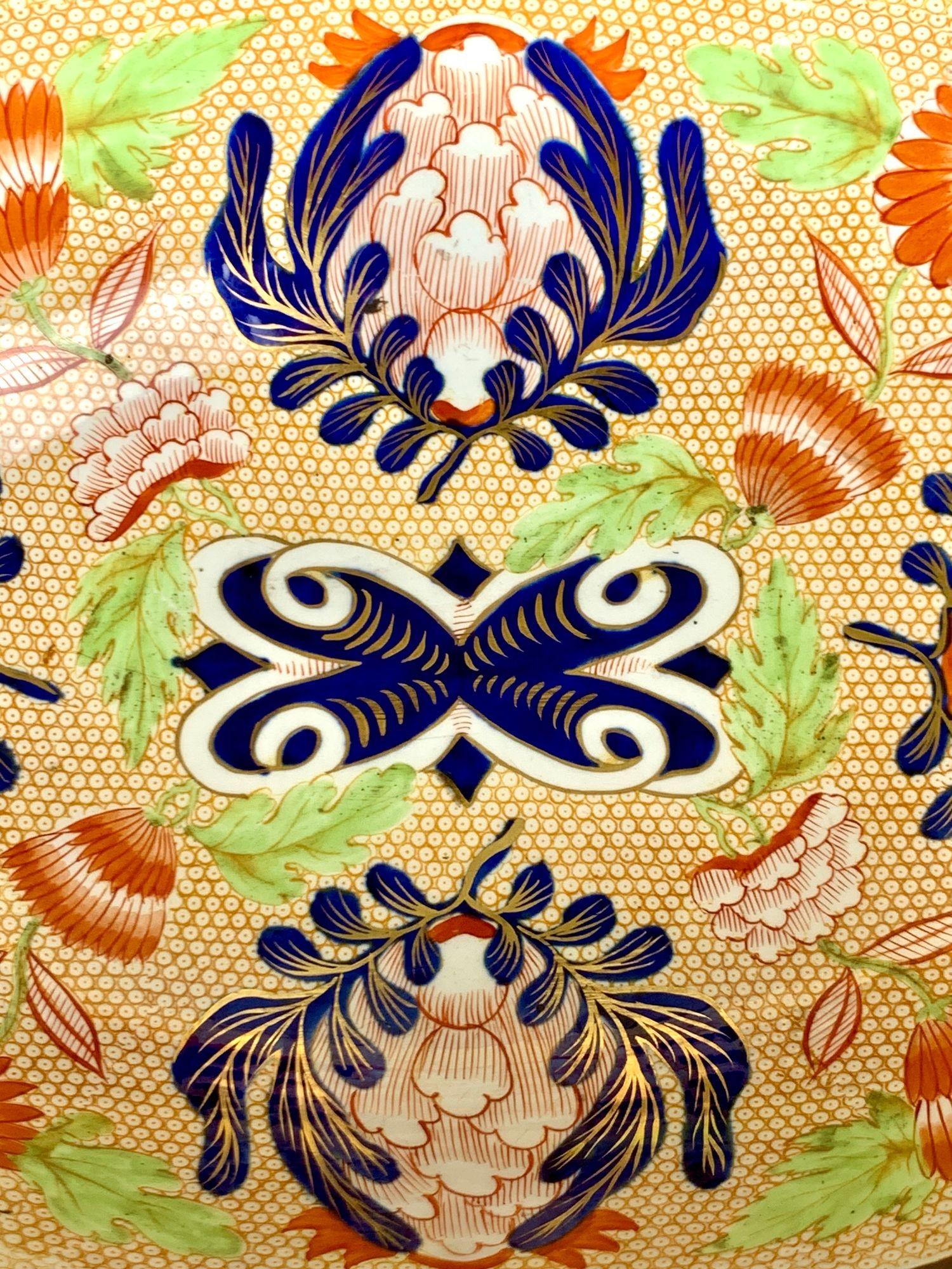 Antike Wedgwood Perlenware Hand bemalt Kompott mit Tablett Imari-Stil c.1820 im Angebot 4