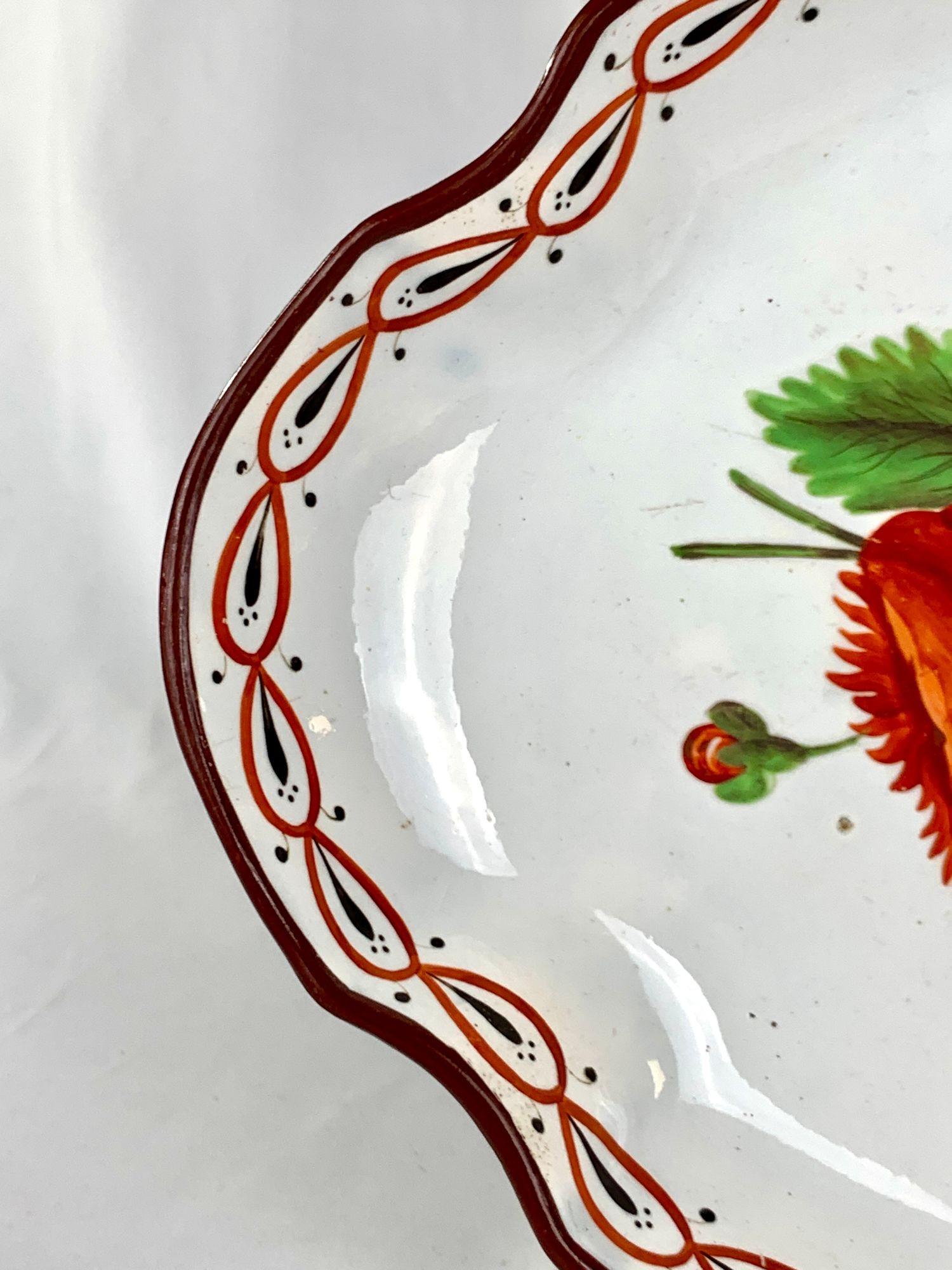 Antike englische Staffordshire Perlengeschirr Hand gemalt Blumen CIRCA 1820 (19. Jahrhundert) im Angebot