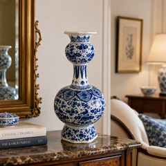 Large Antique Blue and White Dutch Delft Vase Hand Painted 18th Century Ca. 1770
