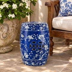Chinese Porcelain Garden Seat Blue and White Hand Painted