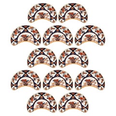 Set of Twelve Hand Painted Hicks and Meigh Ironstone Crescent Dishes c. 1820