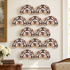Set of Twelve Hand Painted Hicks and Meigh Ironstone Crescent Dishes c. 1820