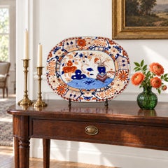 Grand plat en faïence « Ironstone » de Mason, peint à la main dans le style Imari, Angleterre, vers 1815