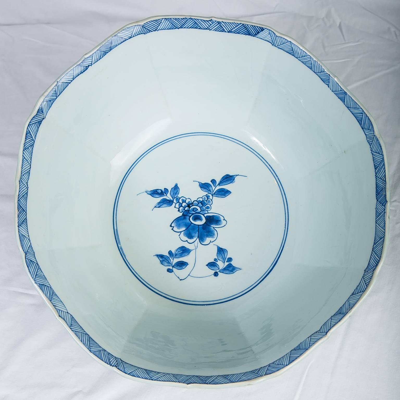 Porcelain Blue and White Chinese Bowl Large Kangxi Punch Bowl