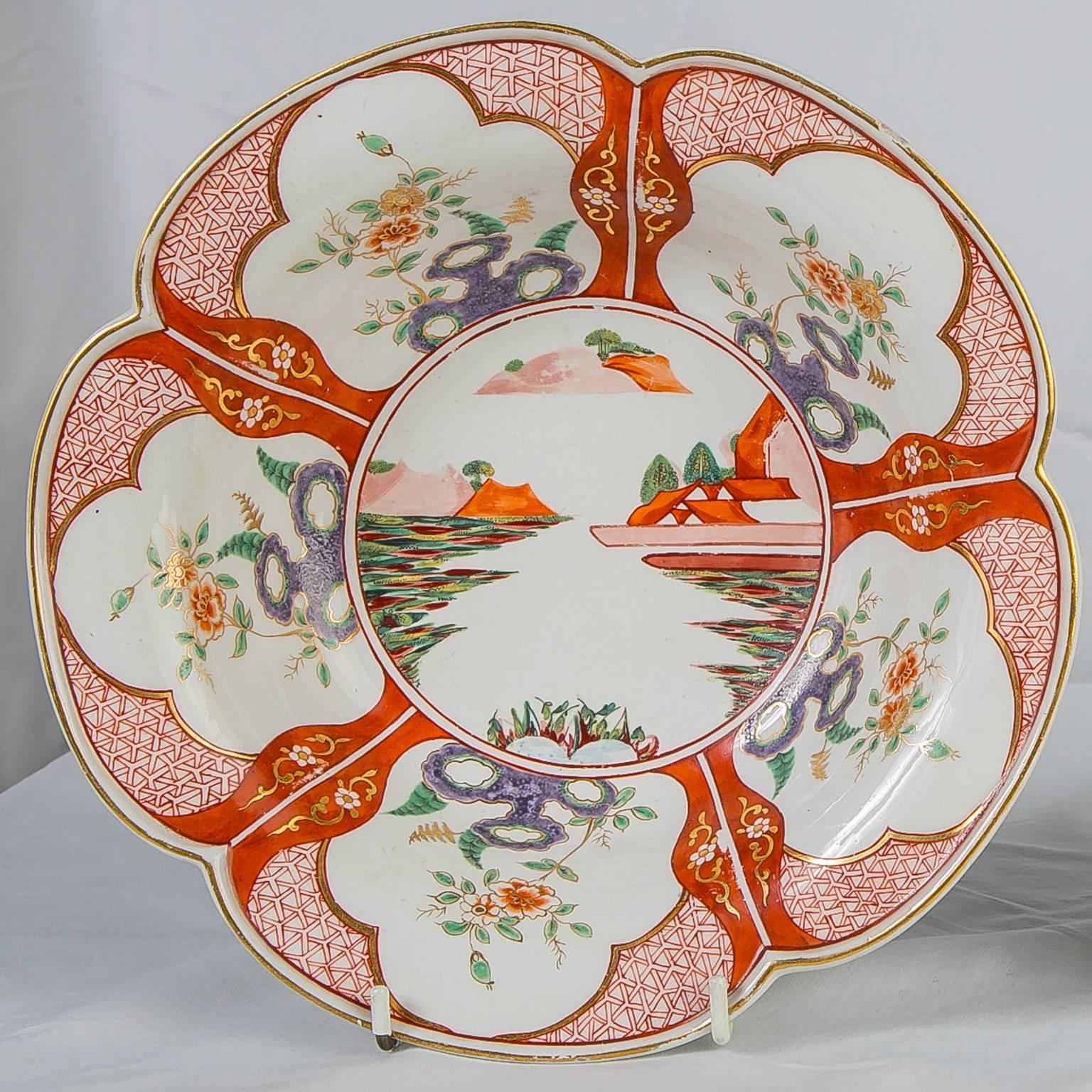 Hand-Painted Pair 18th Century Derby Porcelain Bowls Chinoiserie England circa 1765