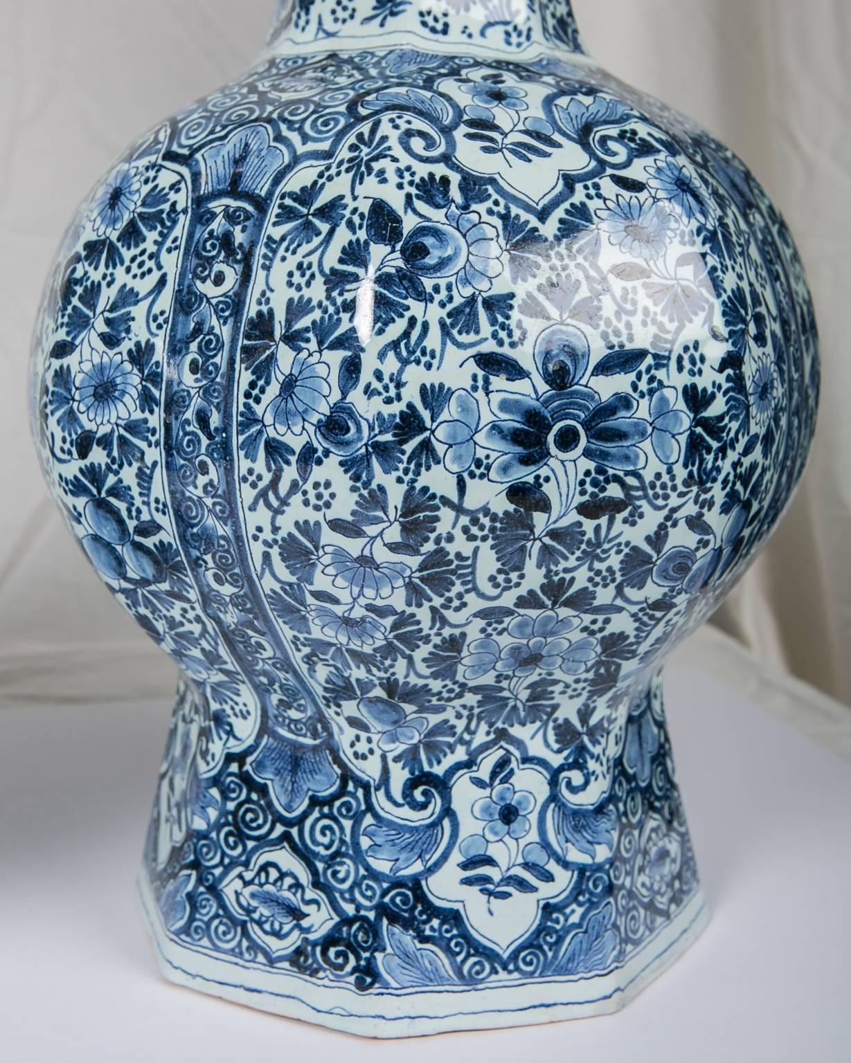 Dutch Blue and White Delft Vases Made circa 1850