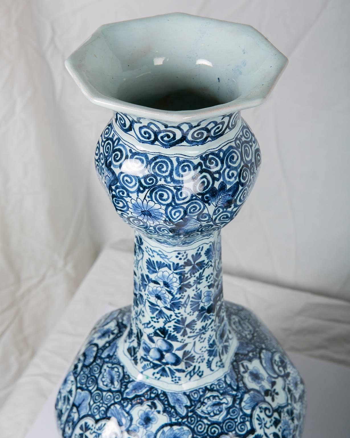 19th Century Blue and White Delft Vases Made circa 1850