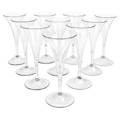 Dix grandes flûtes à champagne en cristal, soufflées à la main, en verre ancien, Angleterre, CIRCA 1820
