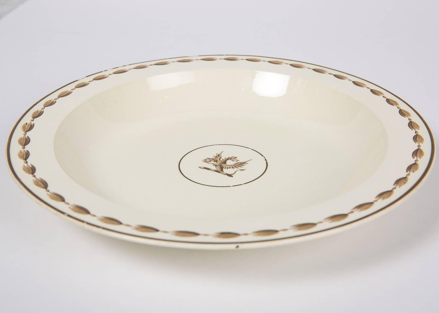 18th Century Wedgwood Creamware Dishes with a Dragon Crest