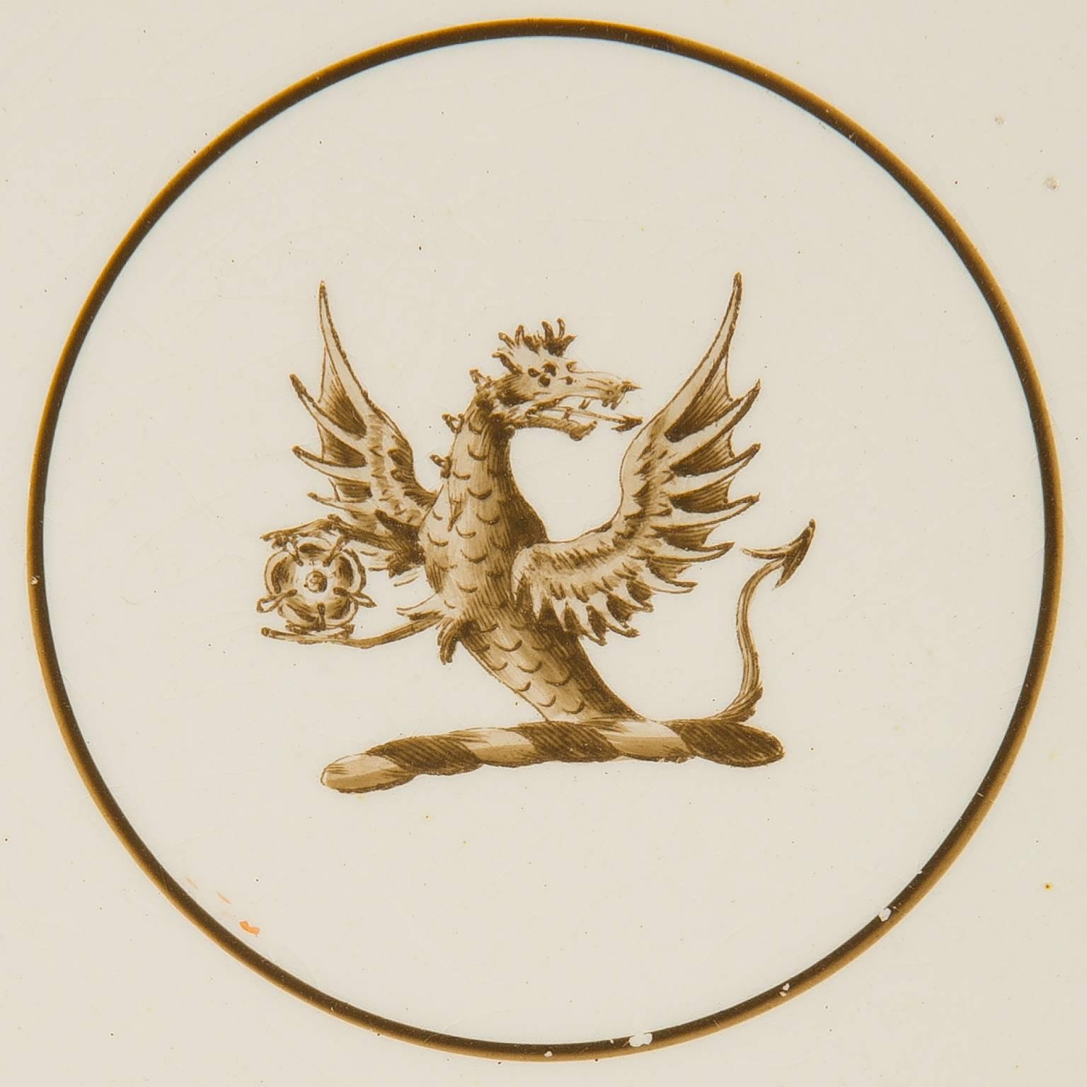 Regency Wedgwood Creamware Dishes with a Dragon Crest