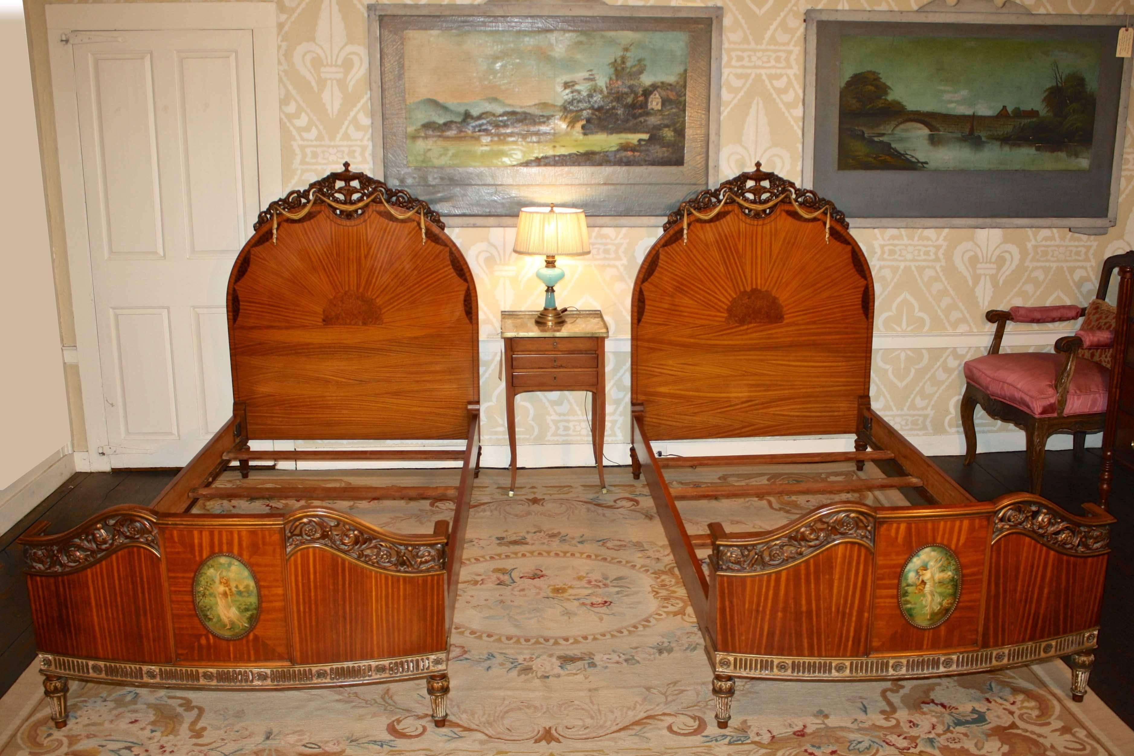 PAIR of Art Nouveau Beds 3