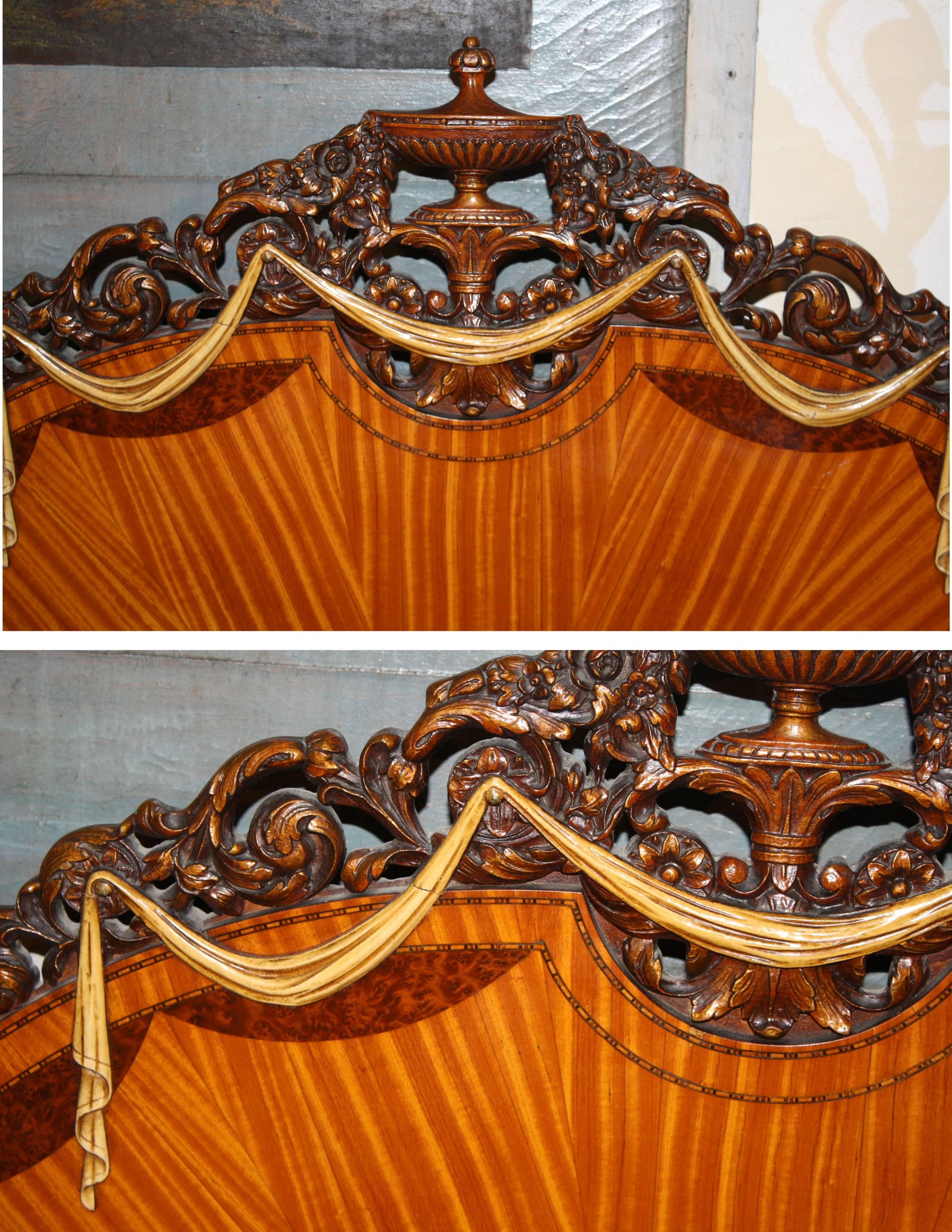 Carved PAIR of Art Nouveau Beds