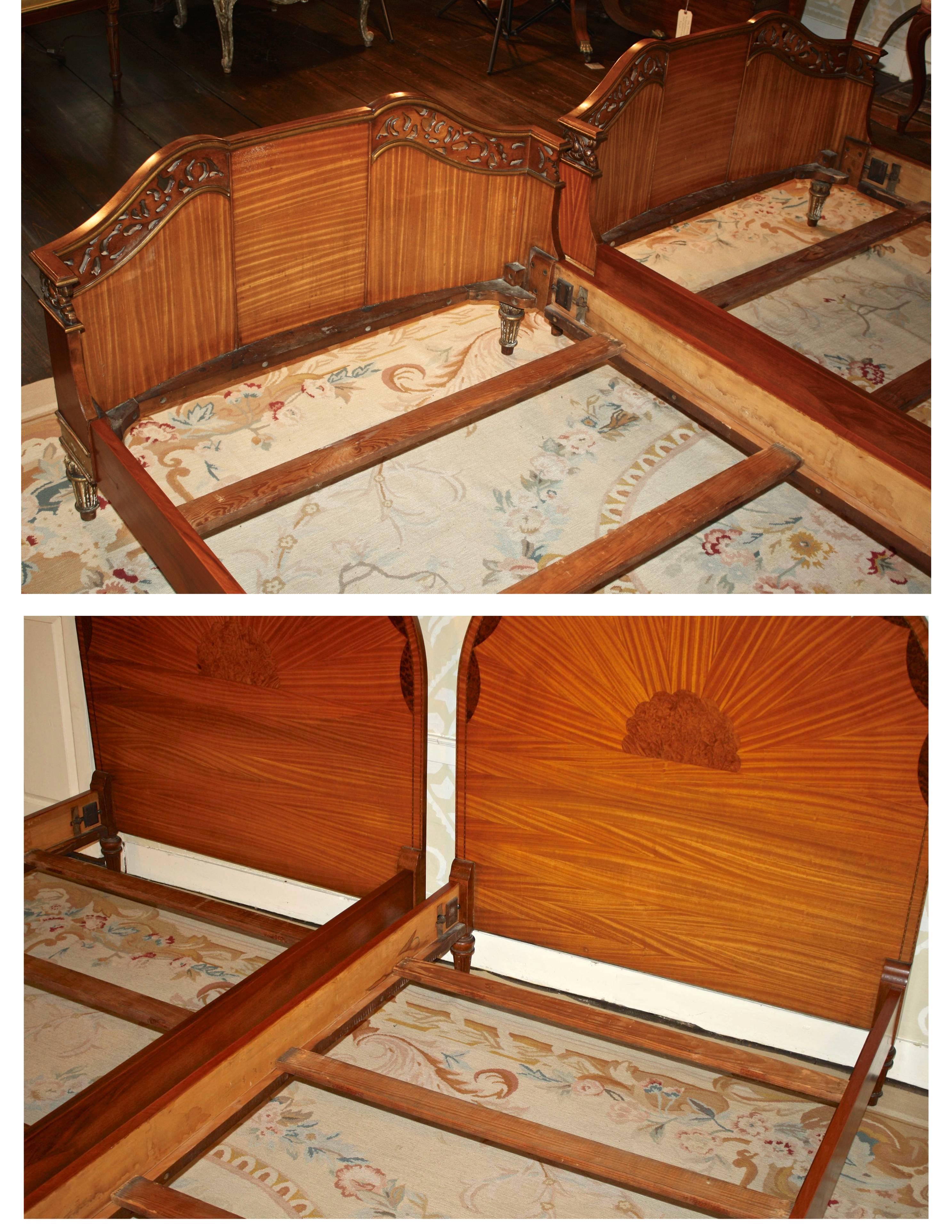 Beech PAIR of Art Nouveau Beds