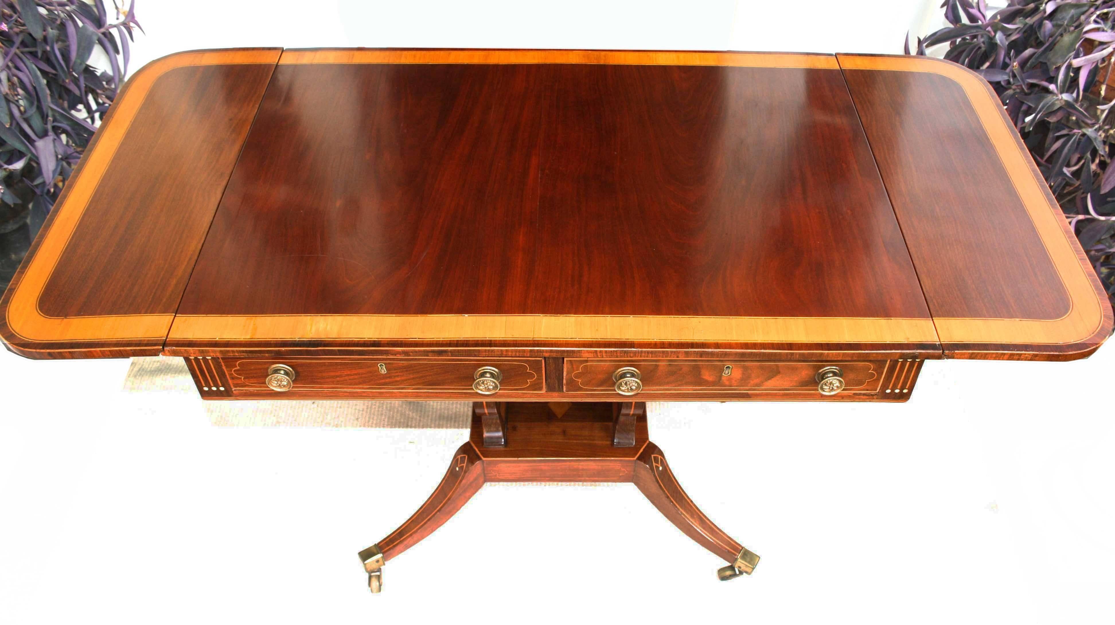Brass English Regency Period Sofa Table
