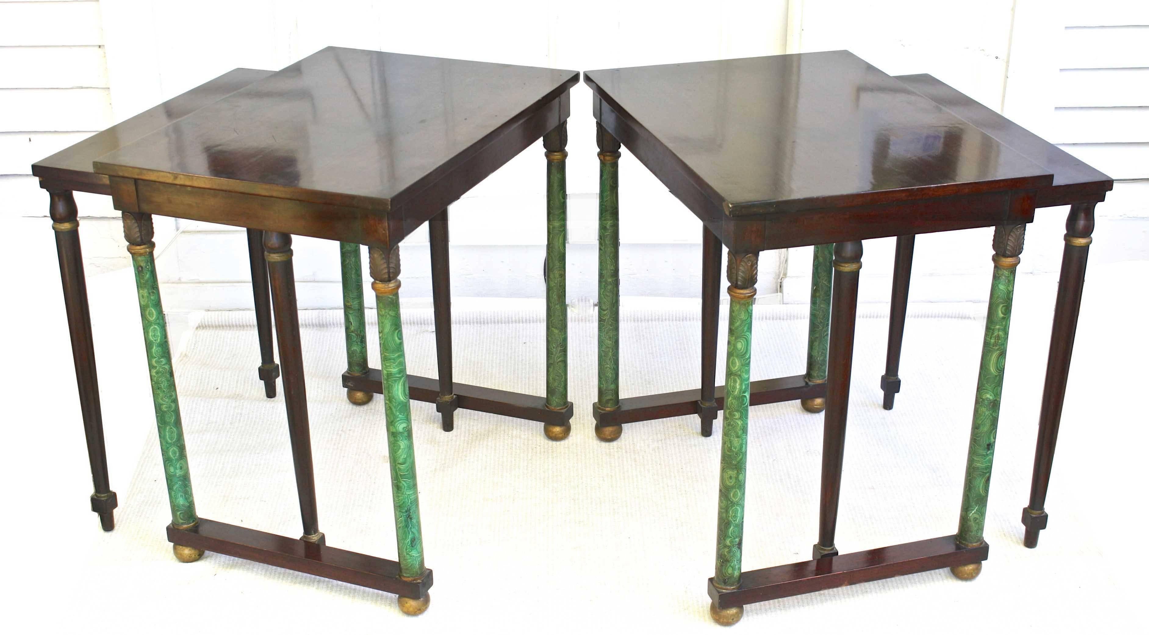 Pair of Empire Revival Nesting End Tables In Good Condition For Sale In Woodbury, CT