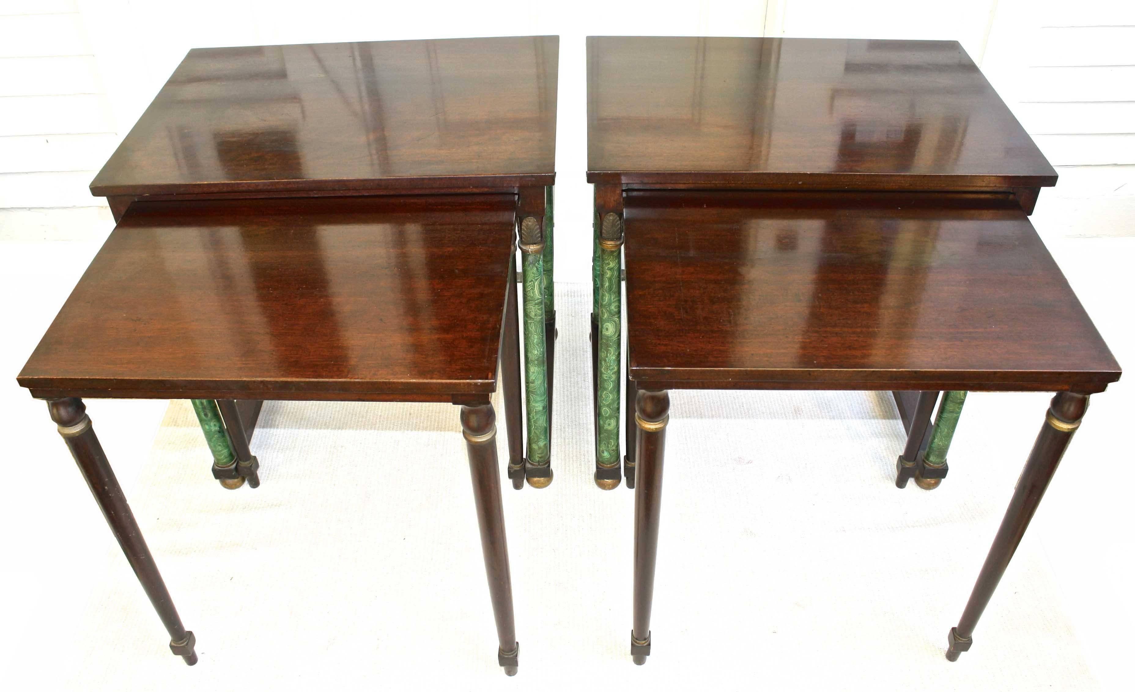 Machine-Made Pair of Empire Revival Nesting End Tables For Sale