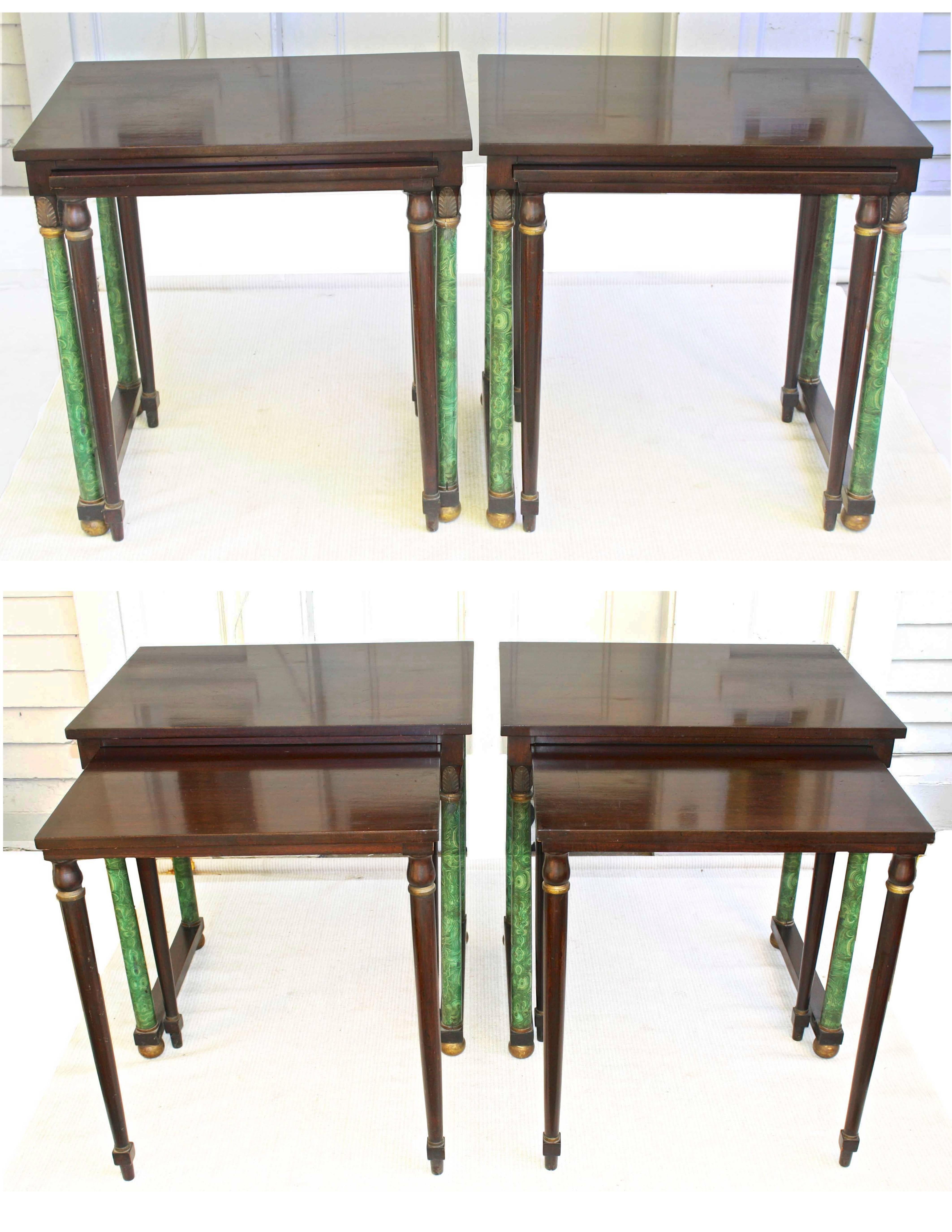 American Pair of Empire Revival Nesting End Tables For Sale