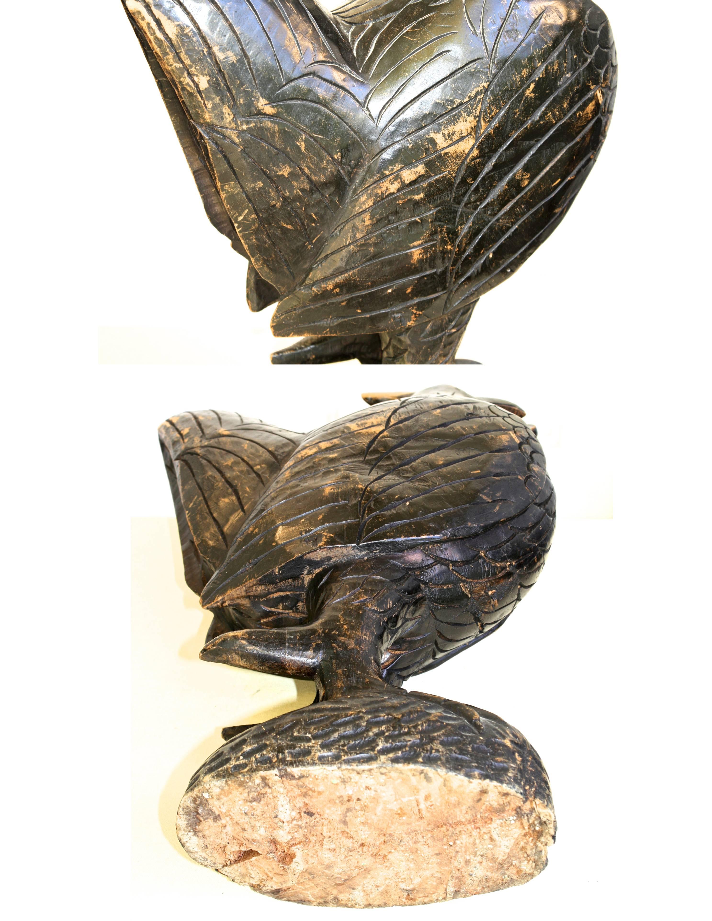 20th Century Jamaican Carved Wooden Rooster For Sale