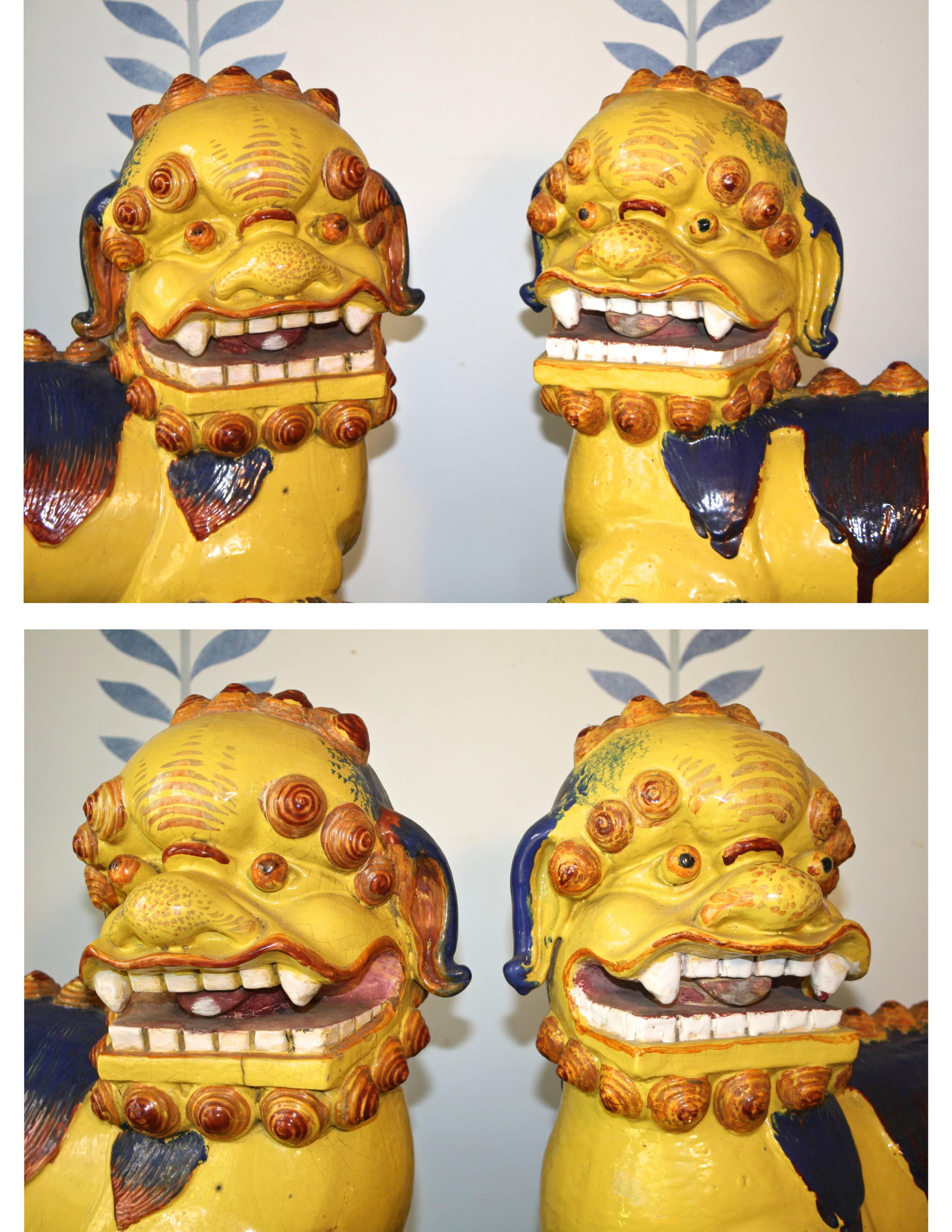 18th Century PAIR Monumental Chinese Buddhist Lionesses For Sale