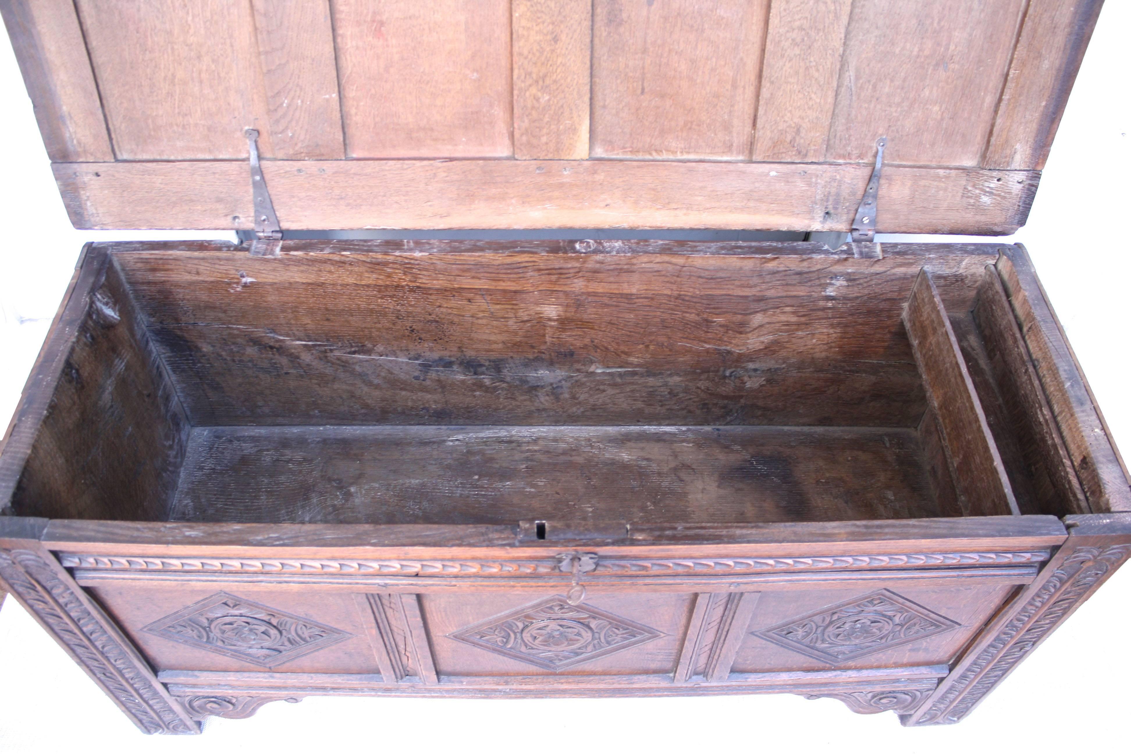 Charles II Restoration Period Oak Coffer 1