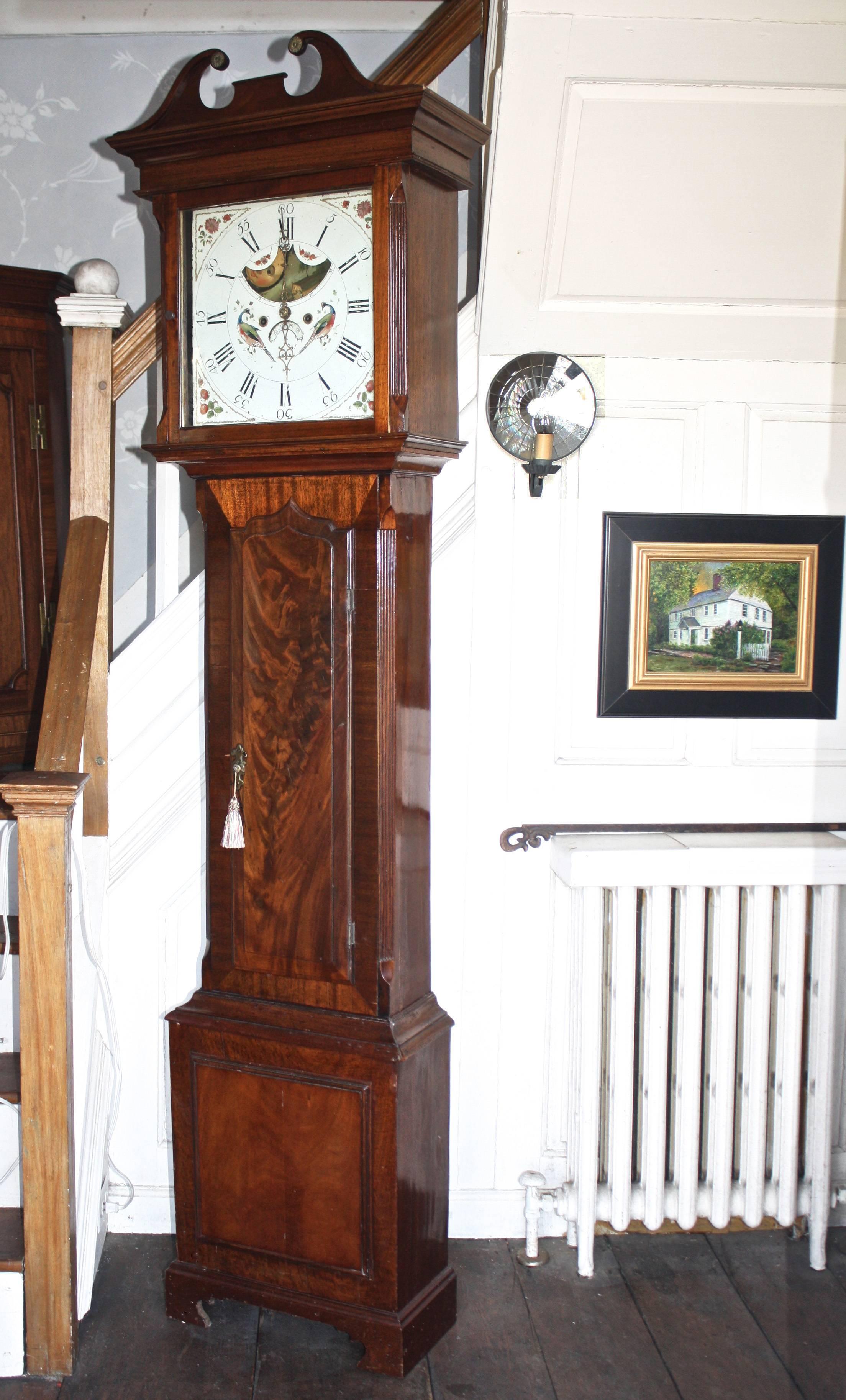 Hand-Carved English Regency Tall Case Clock For Sale
