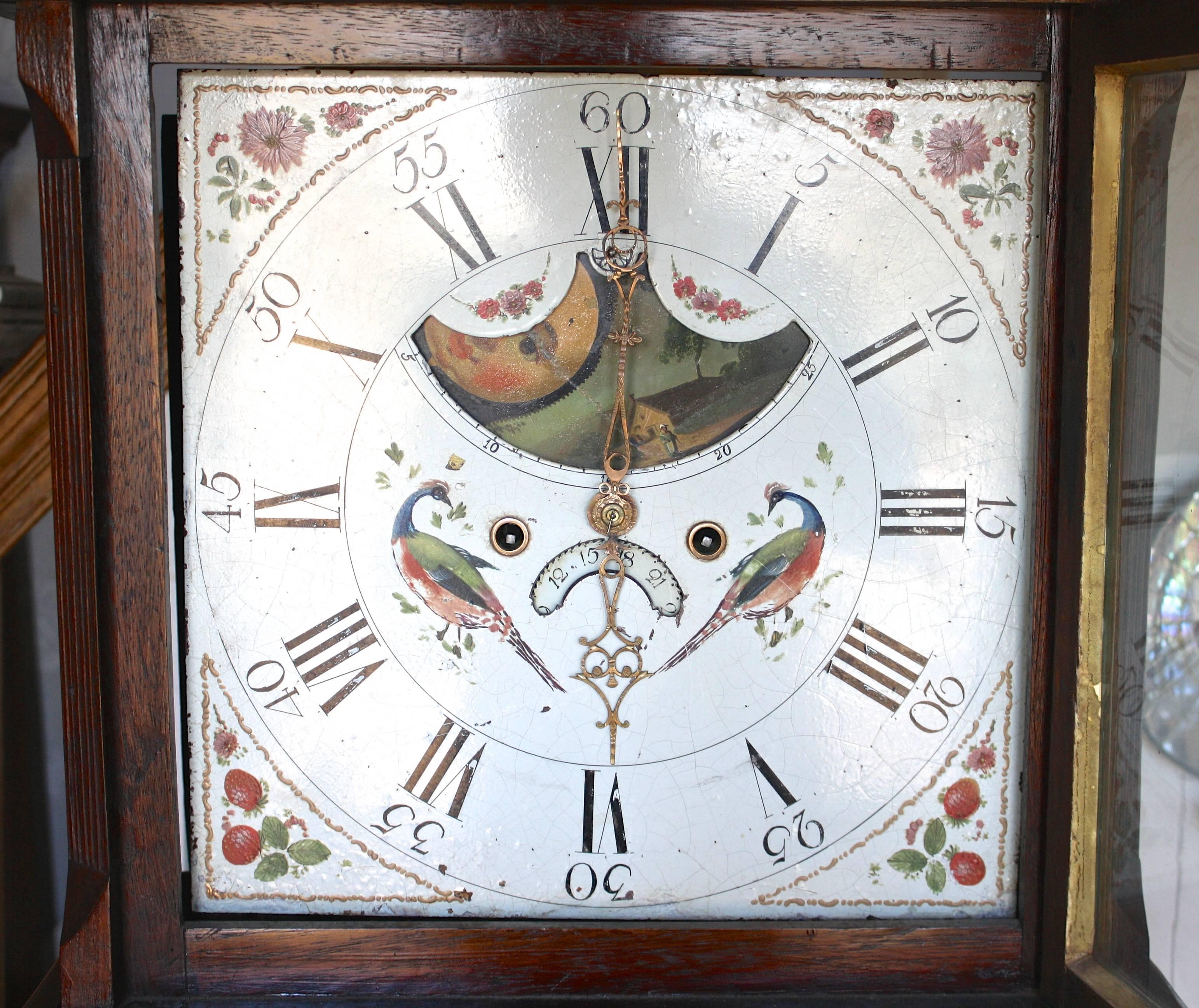 Metal English Regency Tall Case Clock For Sale