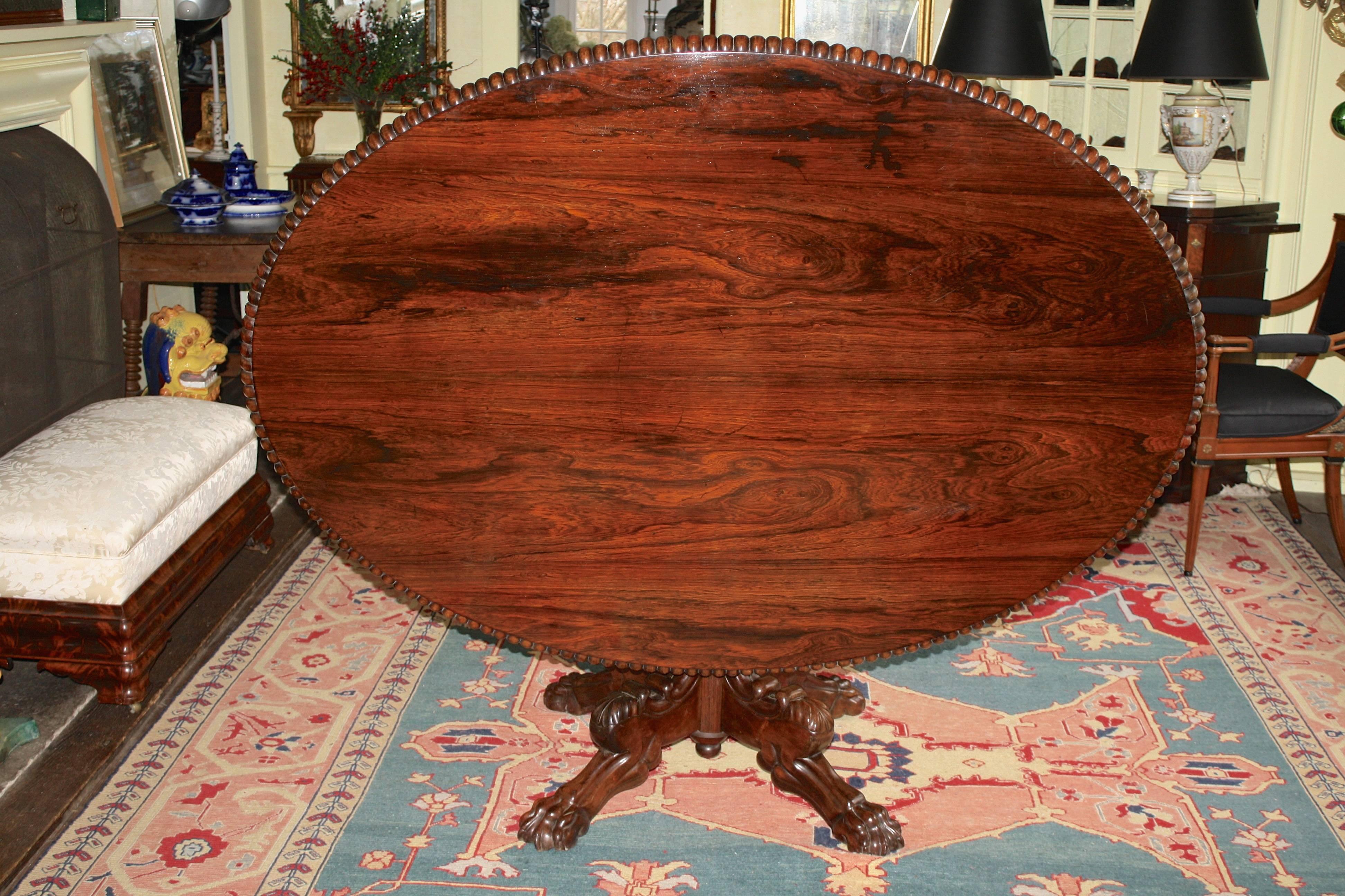 William IV Anglo-Indian Oval Rosewood Pedestal Table For Sale