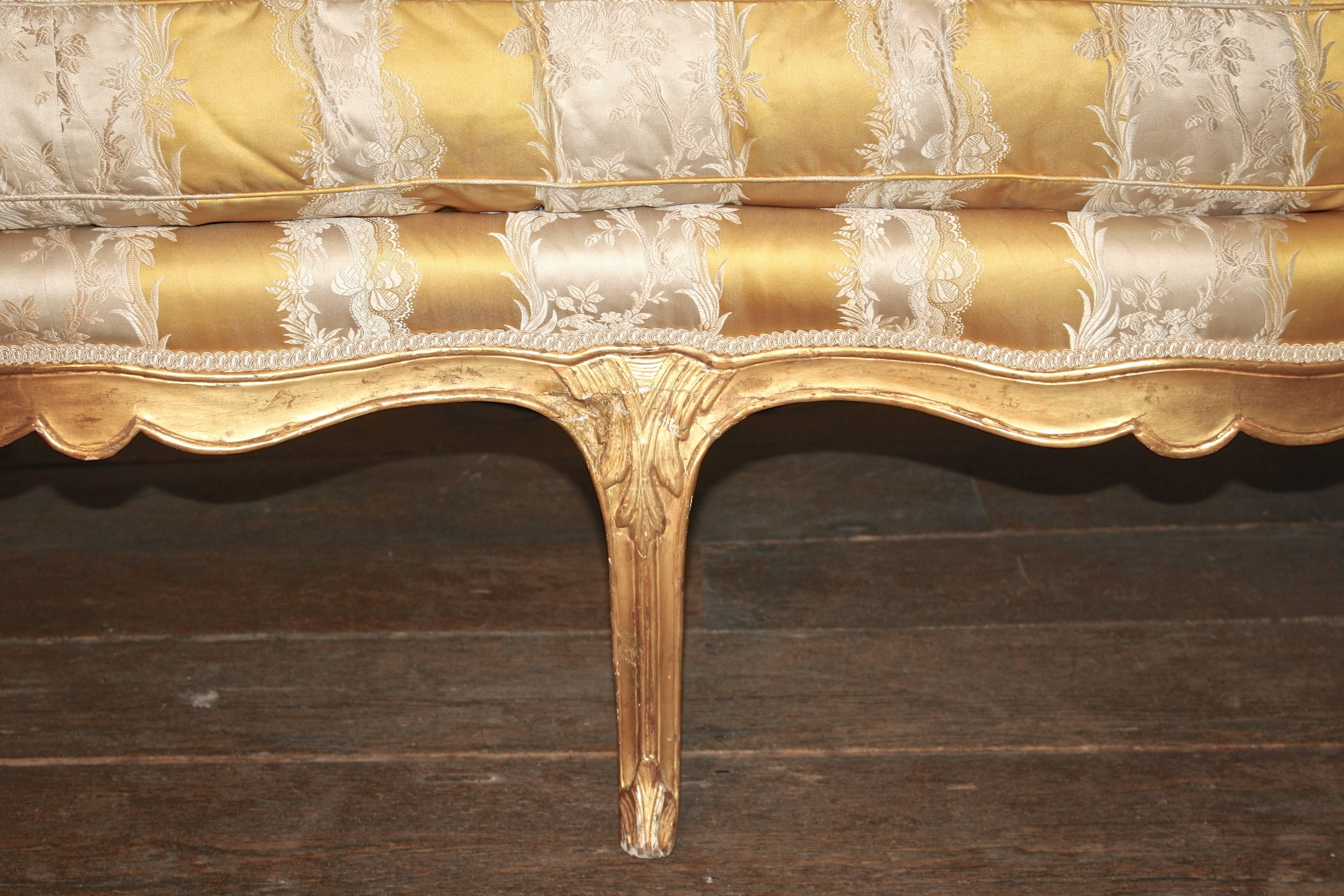 Beech Louis XV Giltwood French Canape a Oreilles For Sale