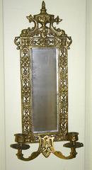 PAIR Neoclassical Brass Mirrored Candle Sconces