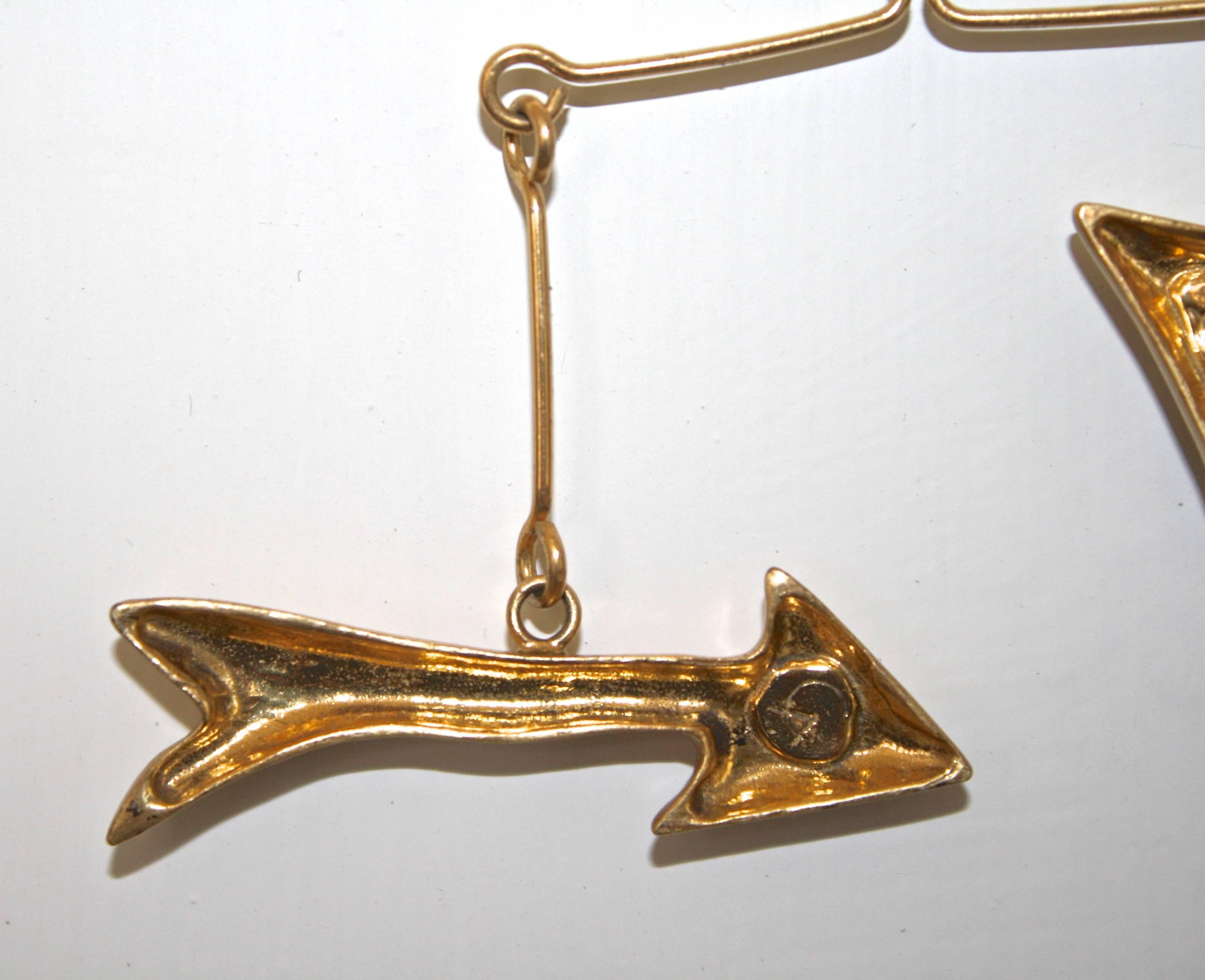 Calder Brass Mobile Necklace In Excellent Condition In Woodbury, CT