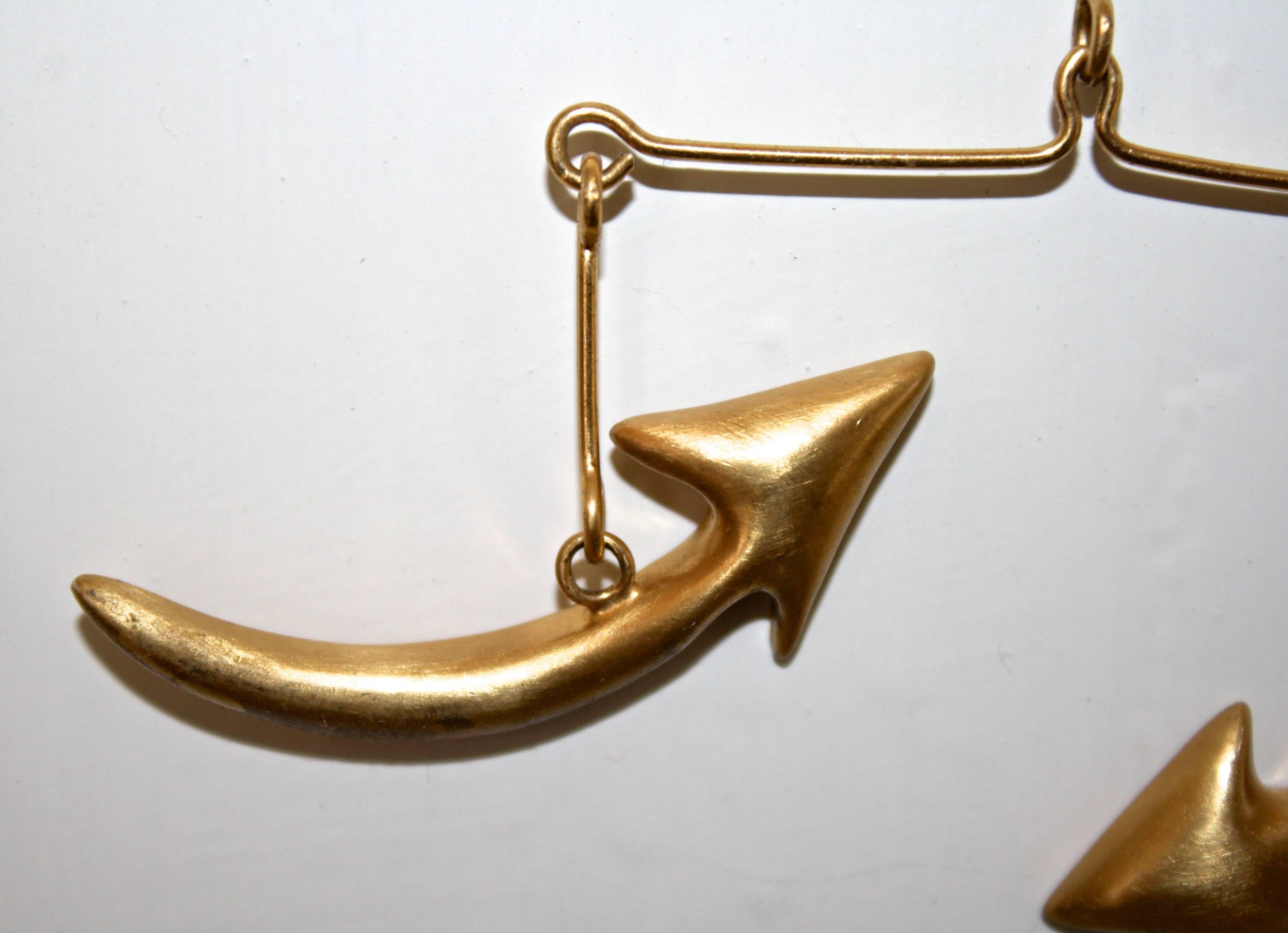 Late 20th Century Calder Brass Mobile Necklace