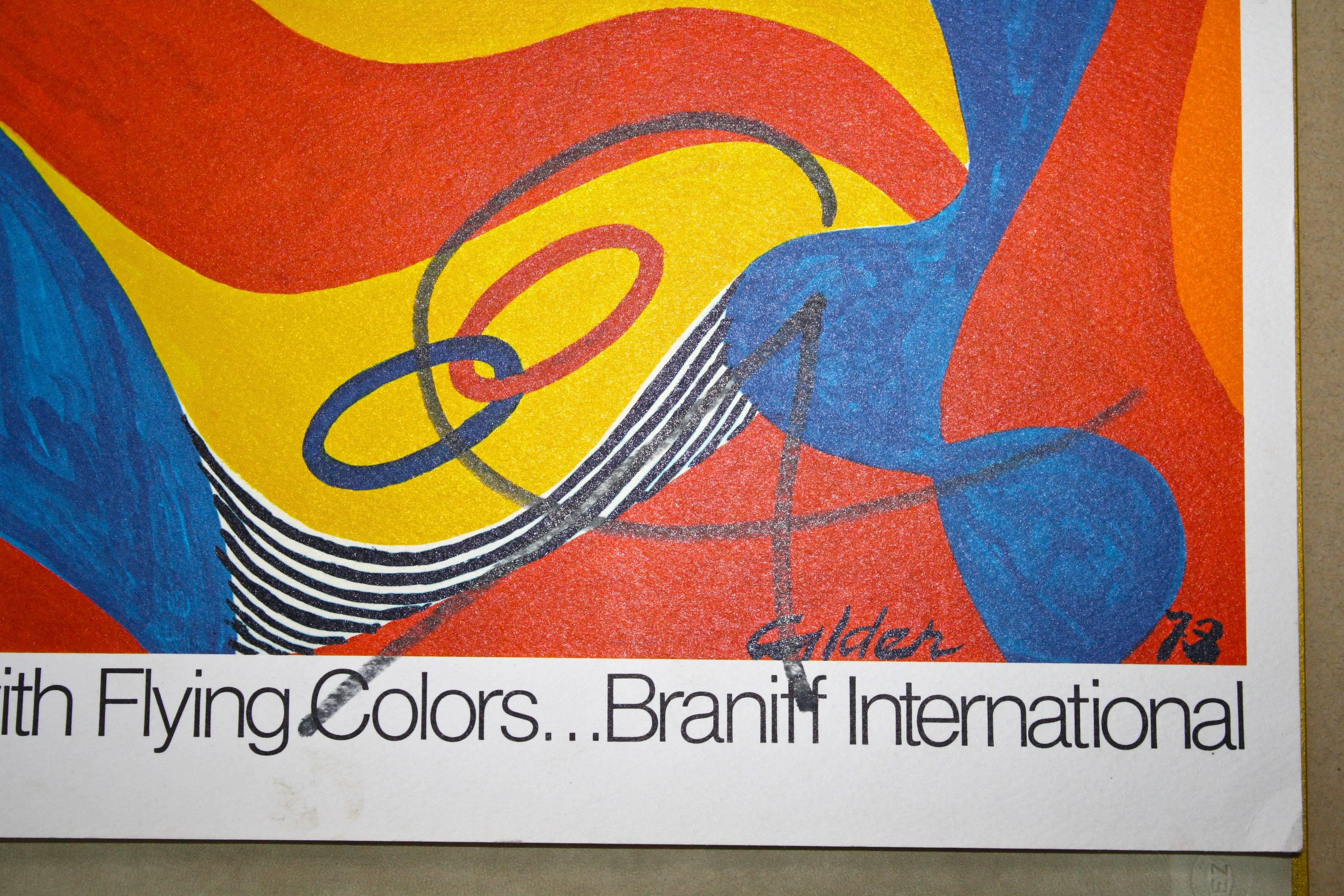 Calder signed lithographic poster, 'South America with Flying Colors' In Excellent Condition For Sale In Woodbury, CT