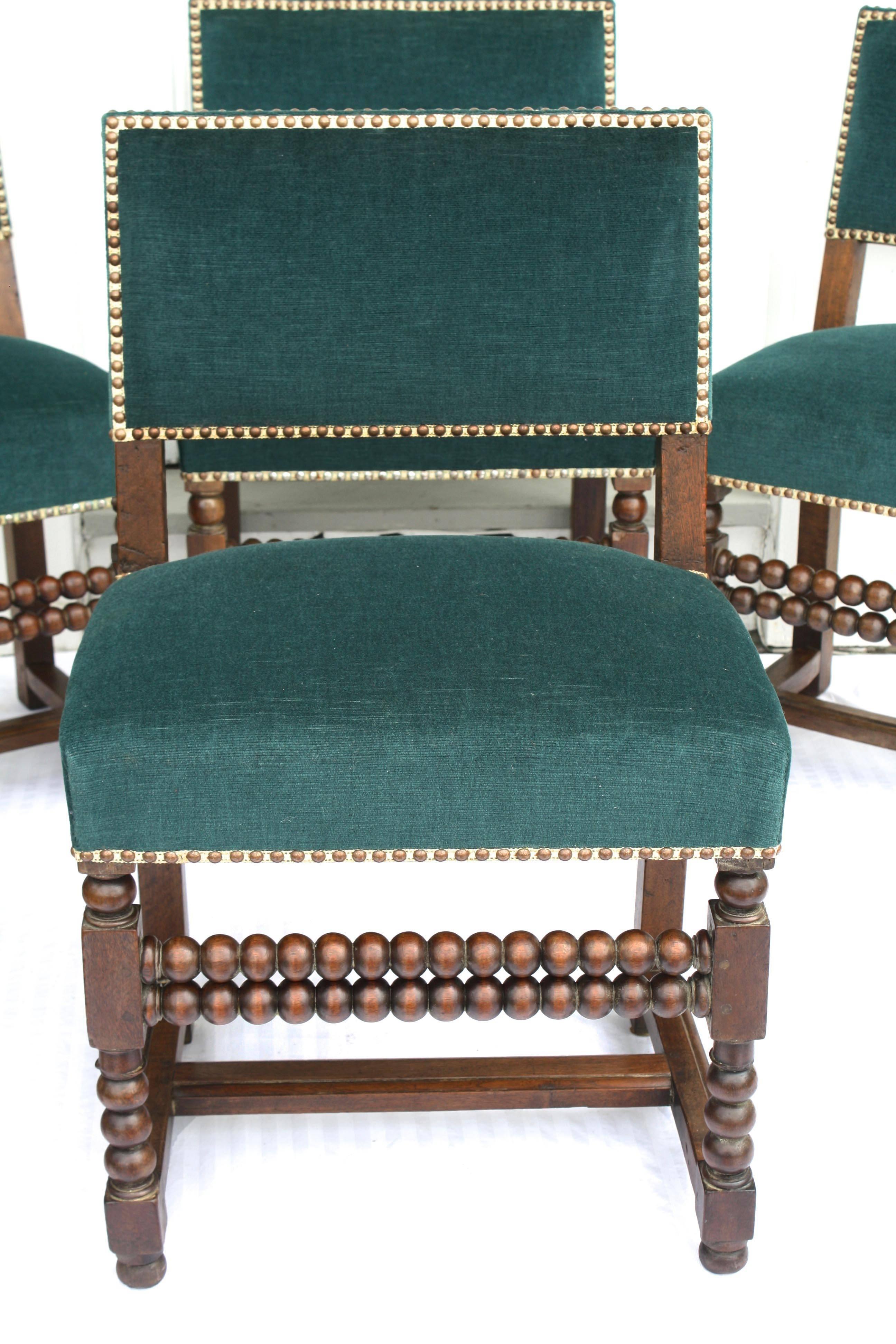 Hand-Carved SIX Louis XIII Dining Chairs For Sale