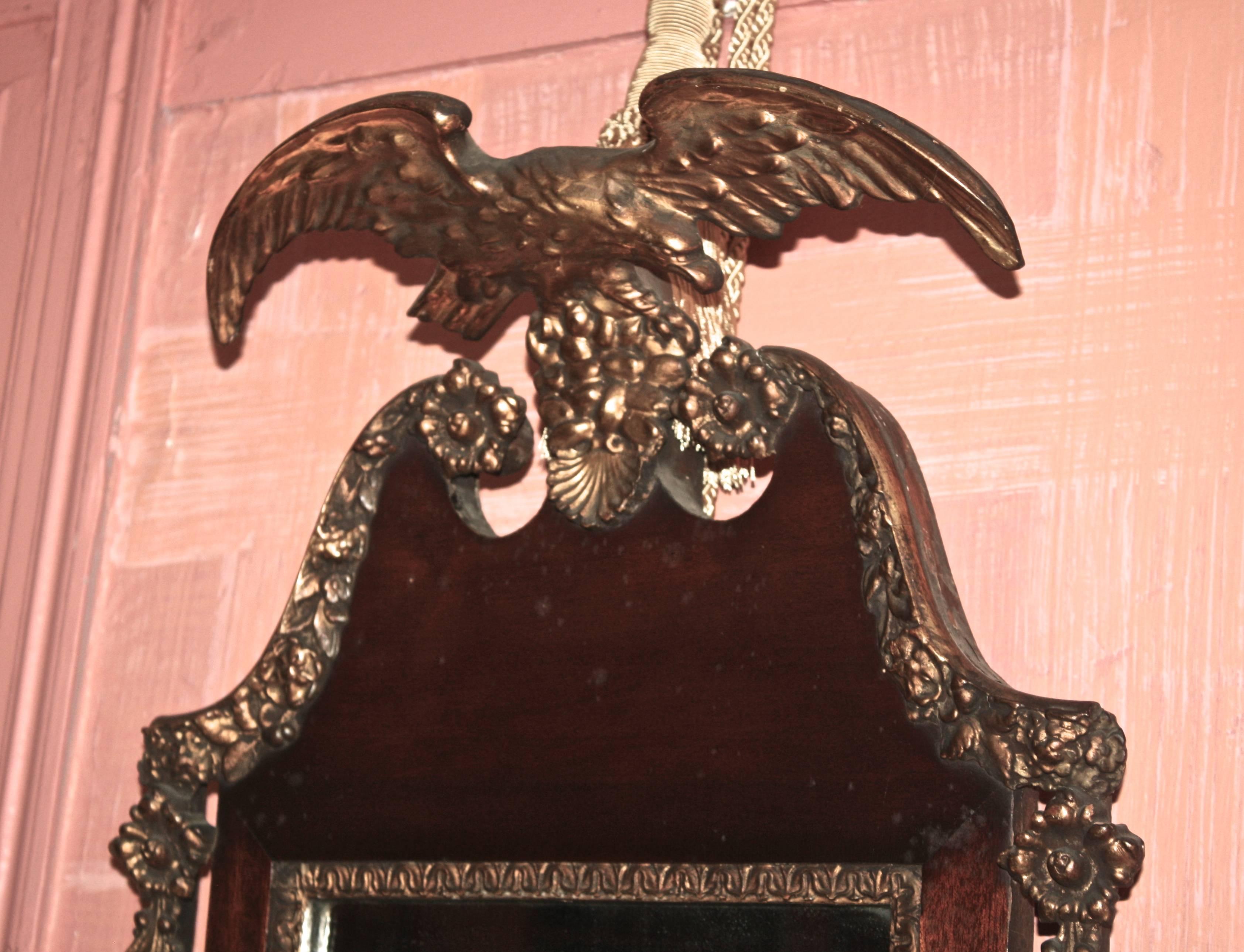 Federal American Chippendale Revival Eagle Crested Mirror
