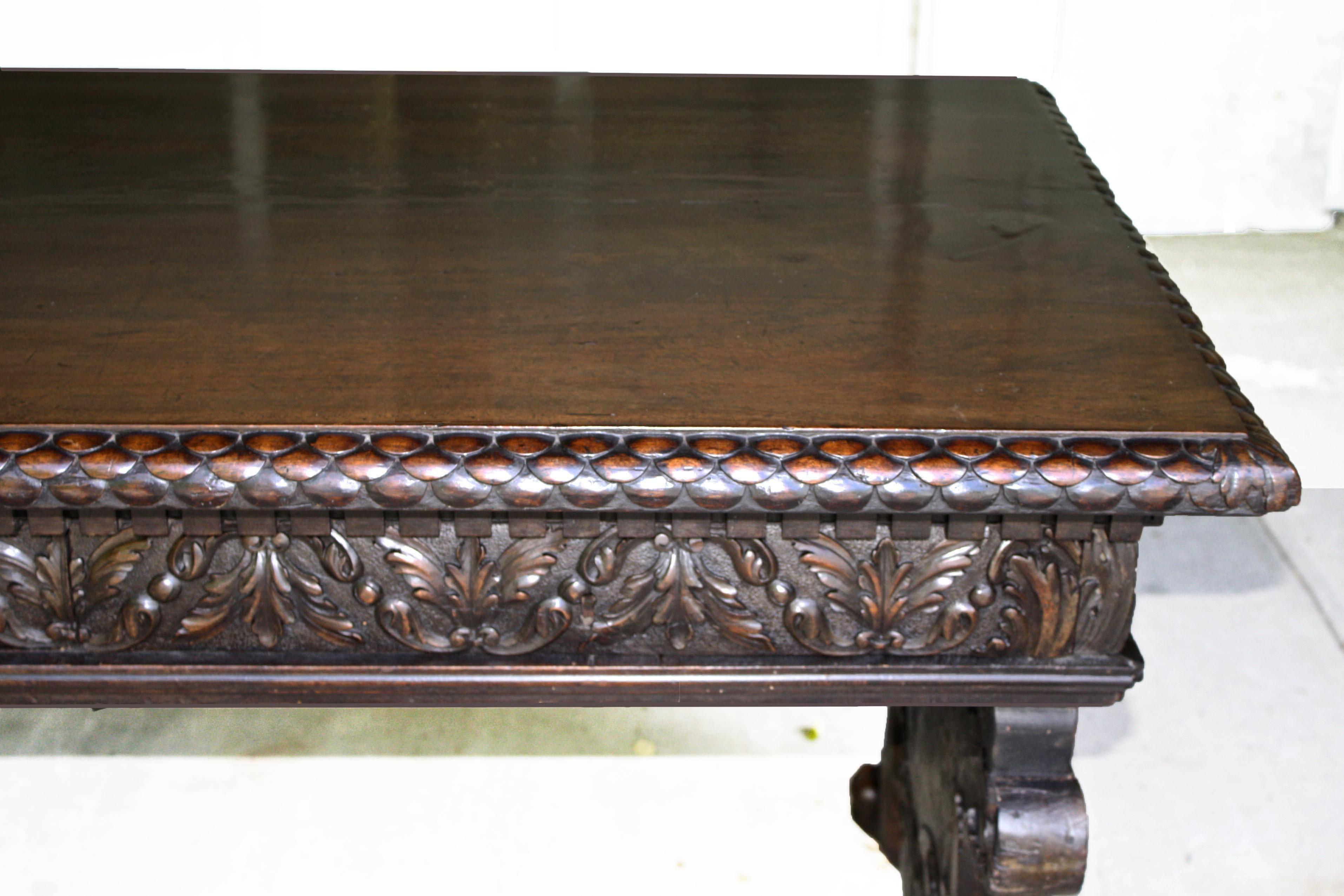 18th Century and Earlier Italian Renaissance Trestle Table  For Sale