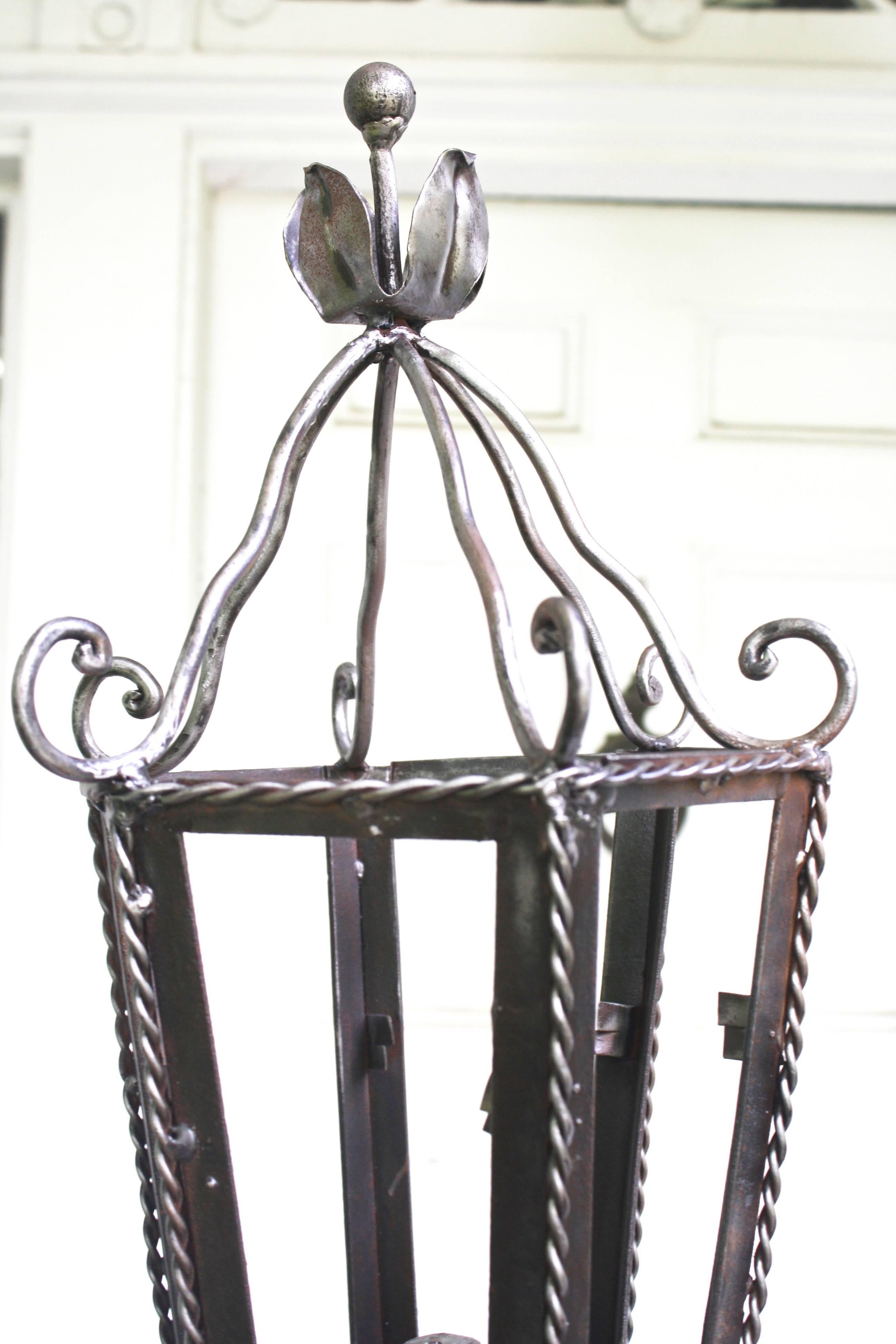 Iron PAIR Conservatory Lantern Torchieres For Sale