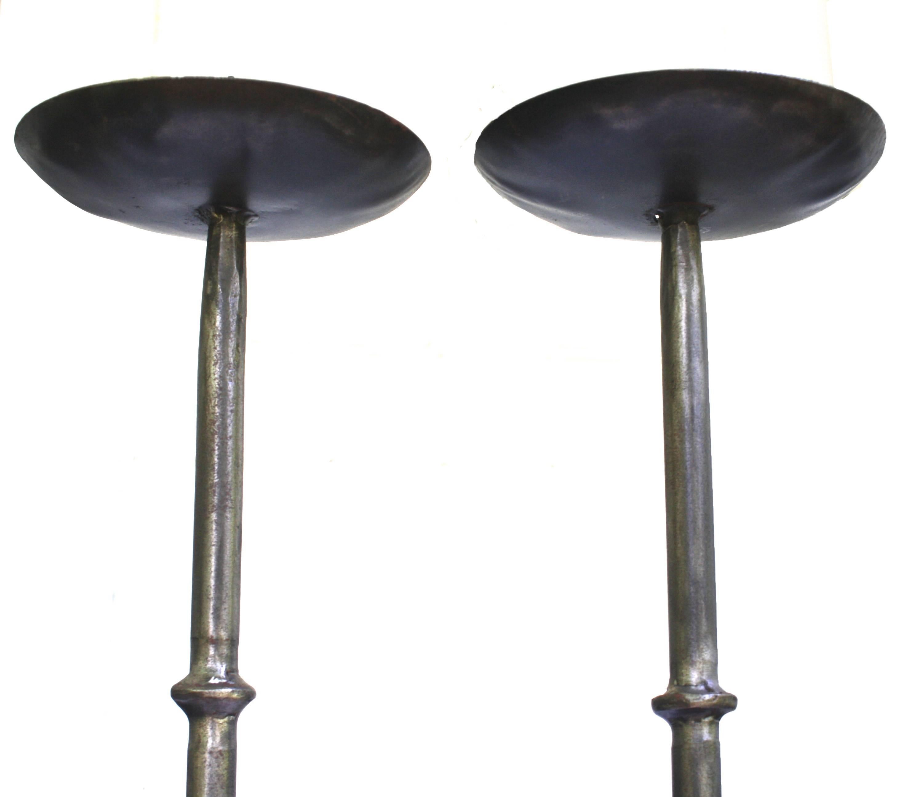 Georgian PAIR Cast Iron Candle Prickets For Sale