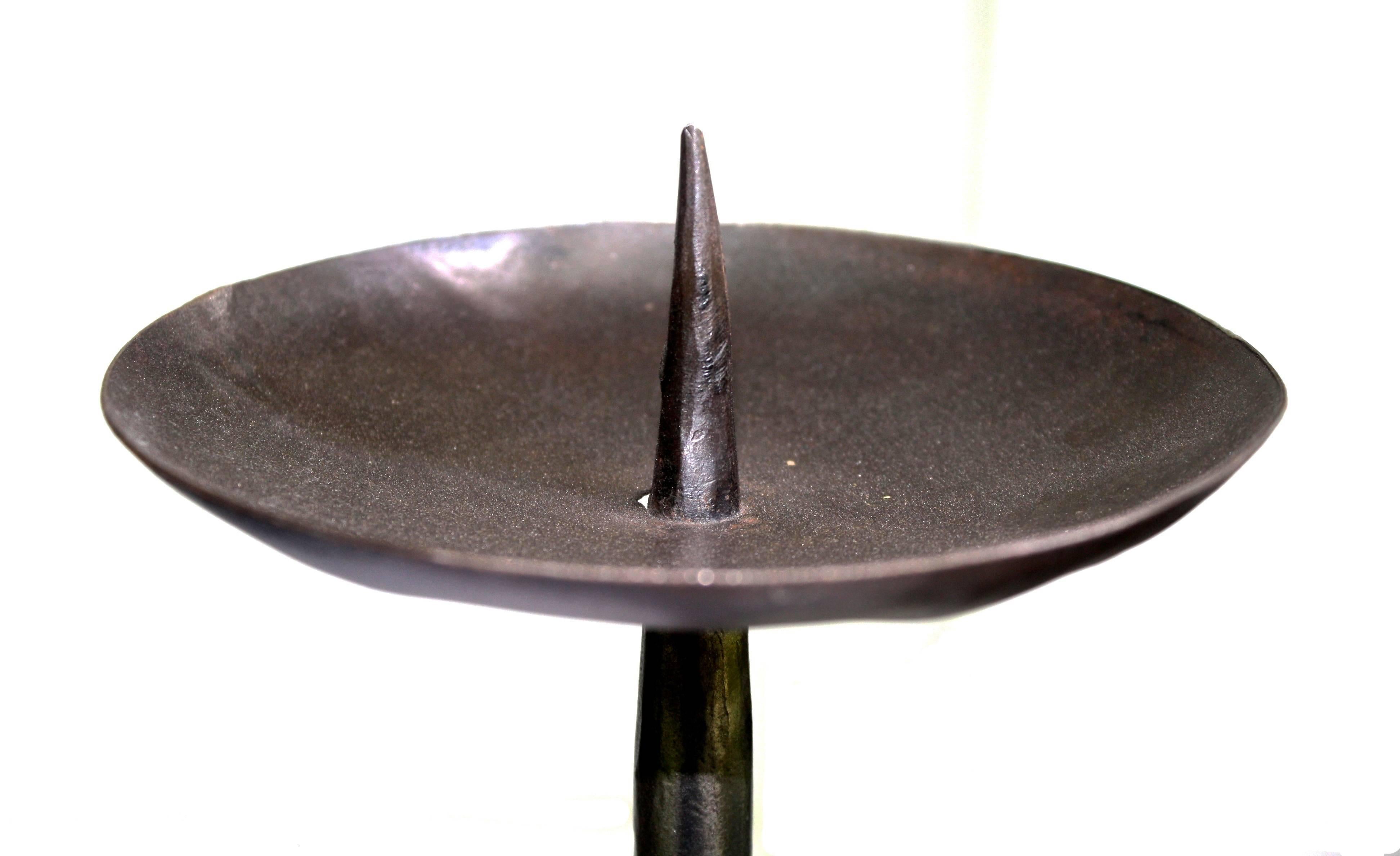 Forged PAIR Cast Iron Candle Prickets For Sale
