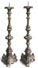 PAIR Italian Baroque Silver Gilt Prickets