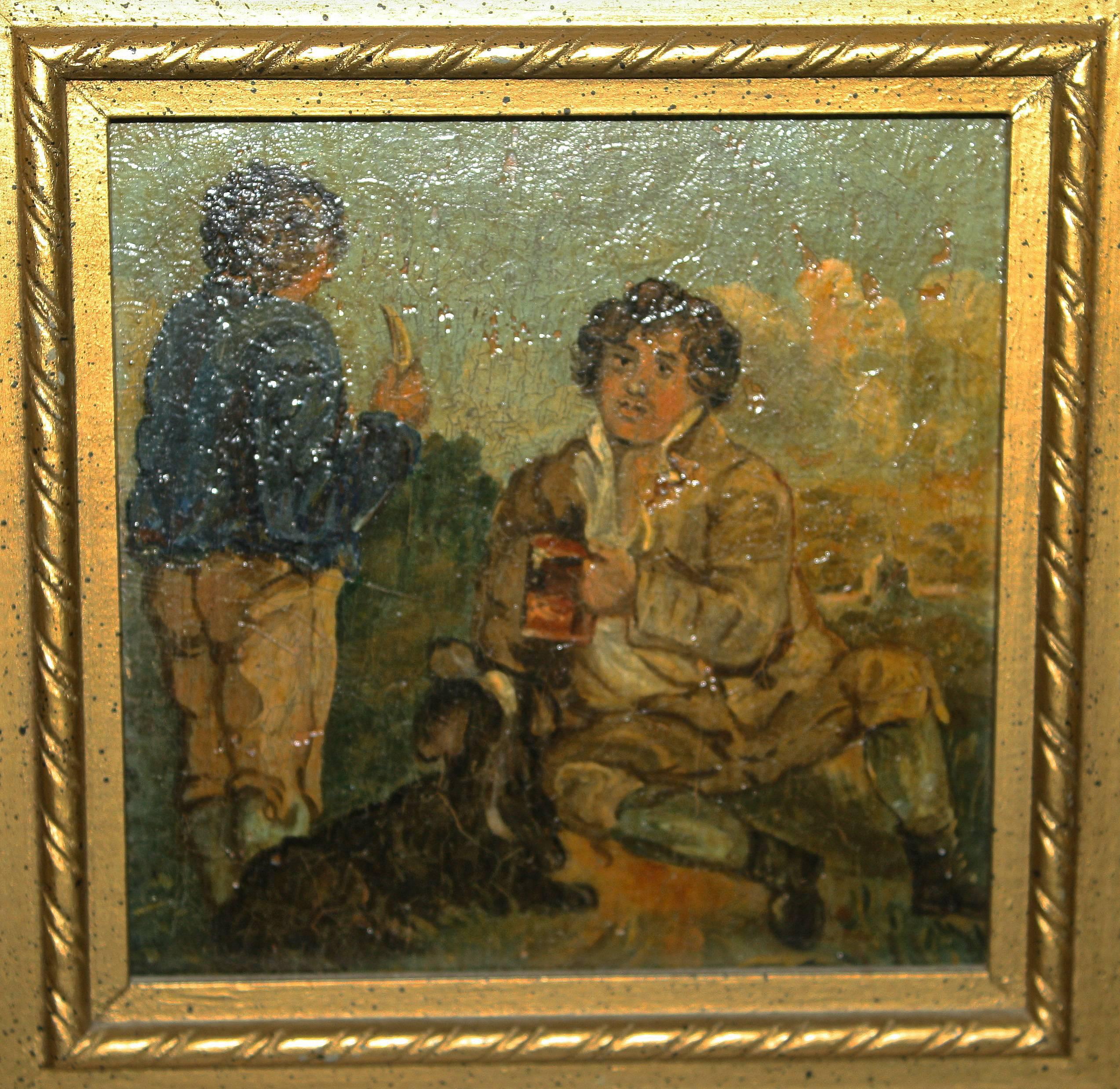 20th Century PAIR Dickensian Oil on Board Paintings For Sale