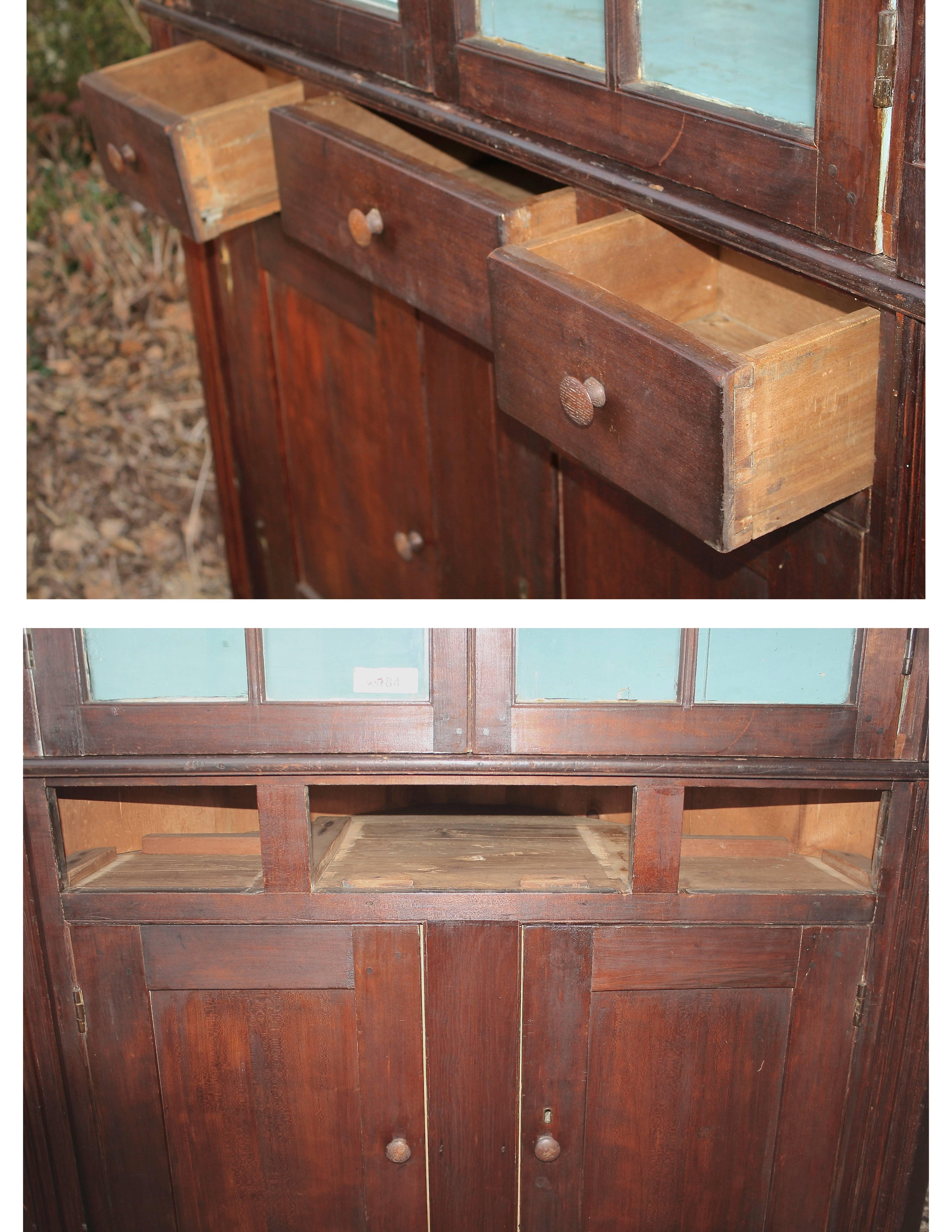 Hand-Carved American Federal Period Cherrywood Corner Cupboard For Sale