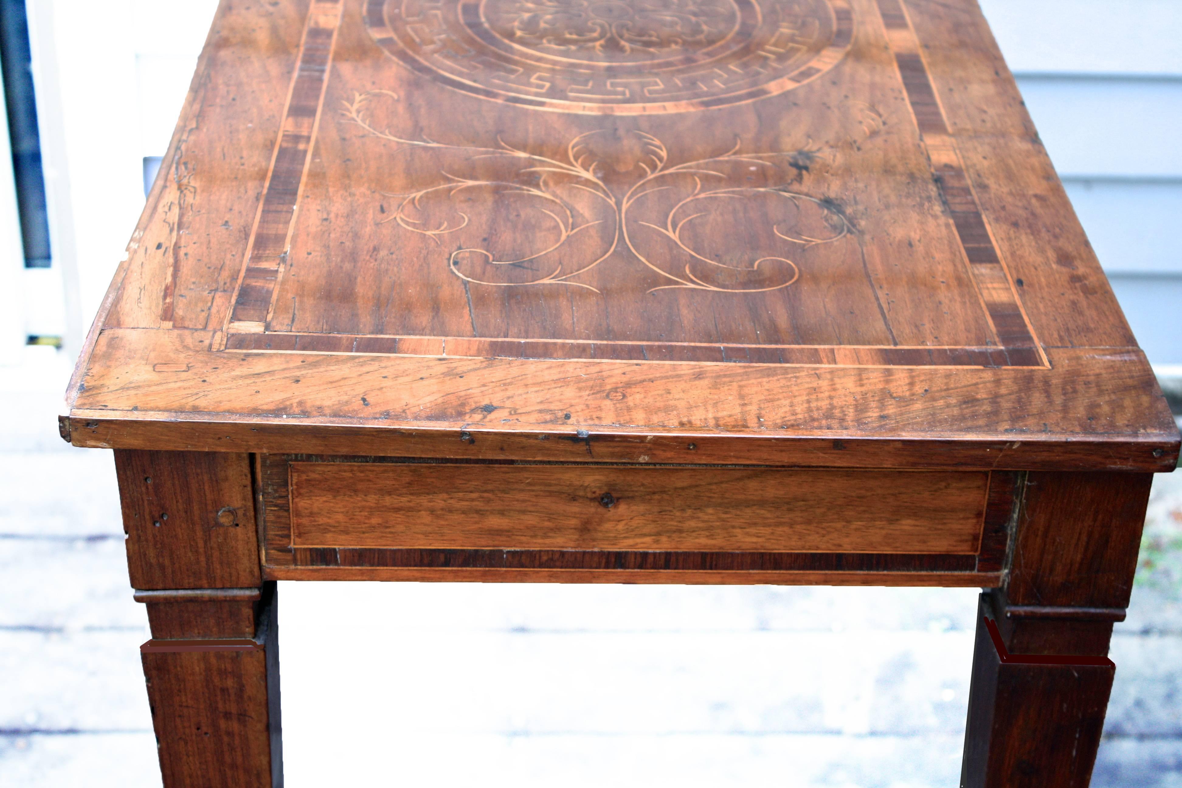 Ebony Italian Neoclassical Inlaid Console Table