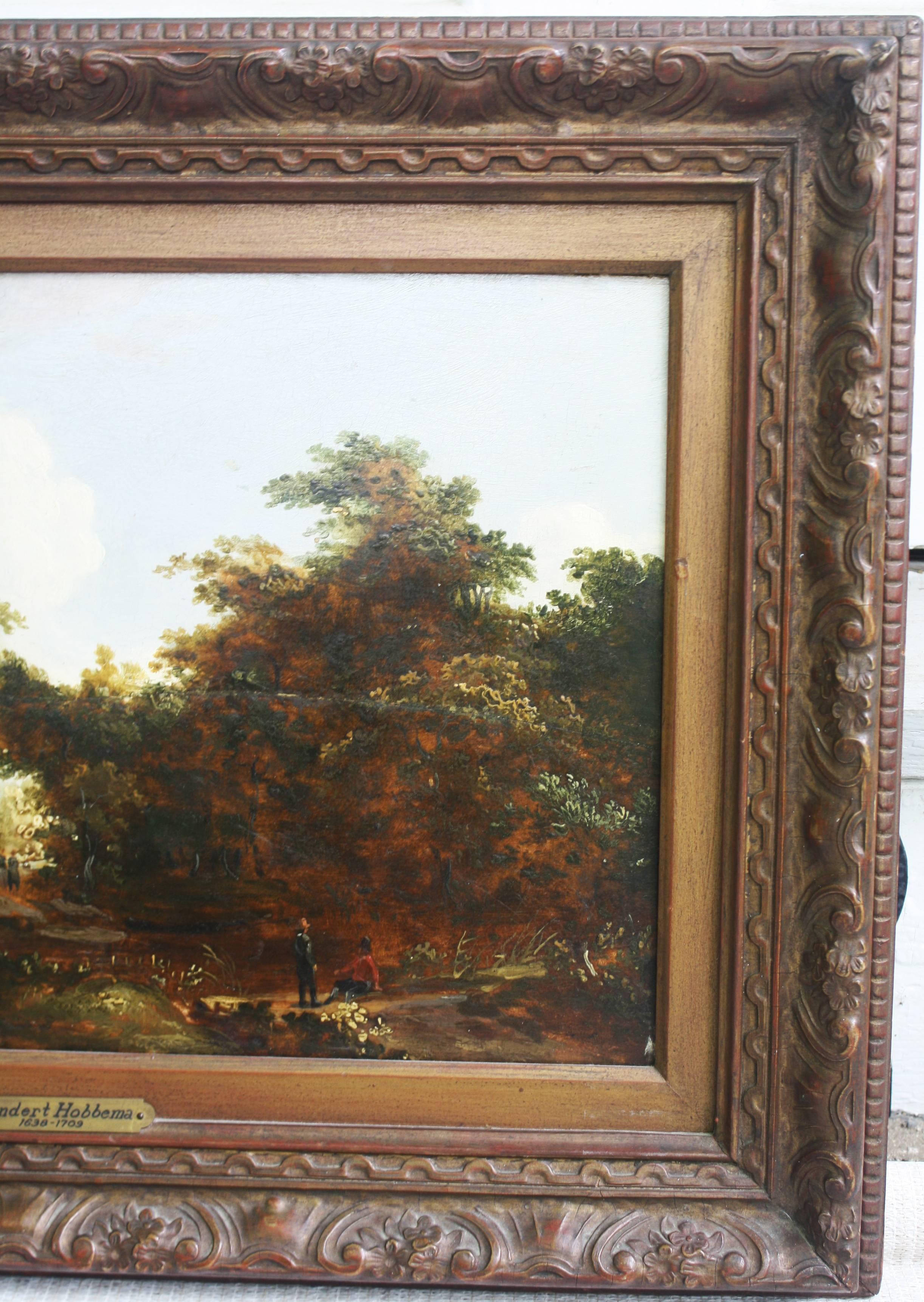 Hand-Painted Dutch Baroque Landscape by Meindert Hobbema